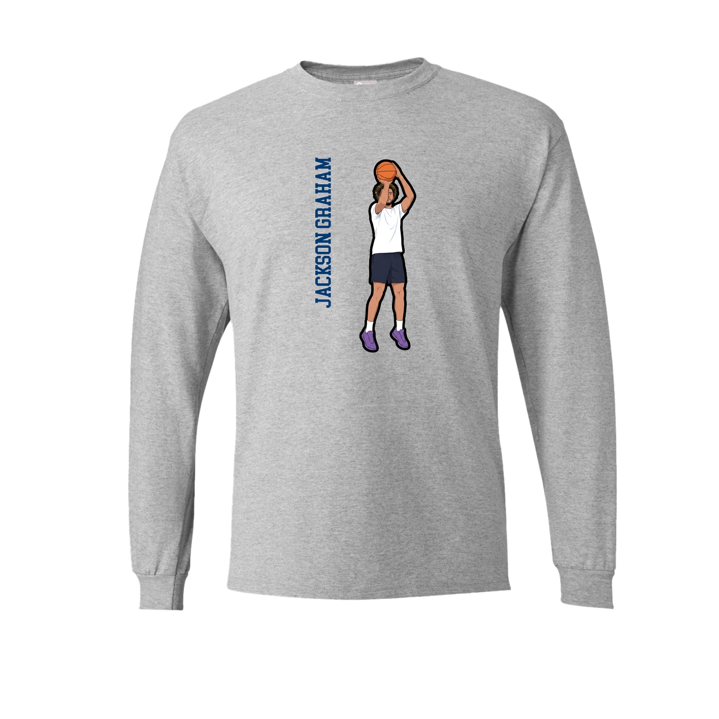 Long Sleeve Tee — Name Vertical in Grey