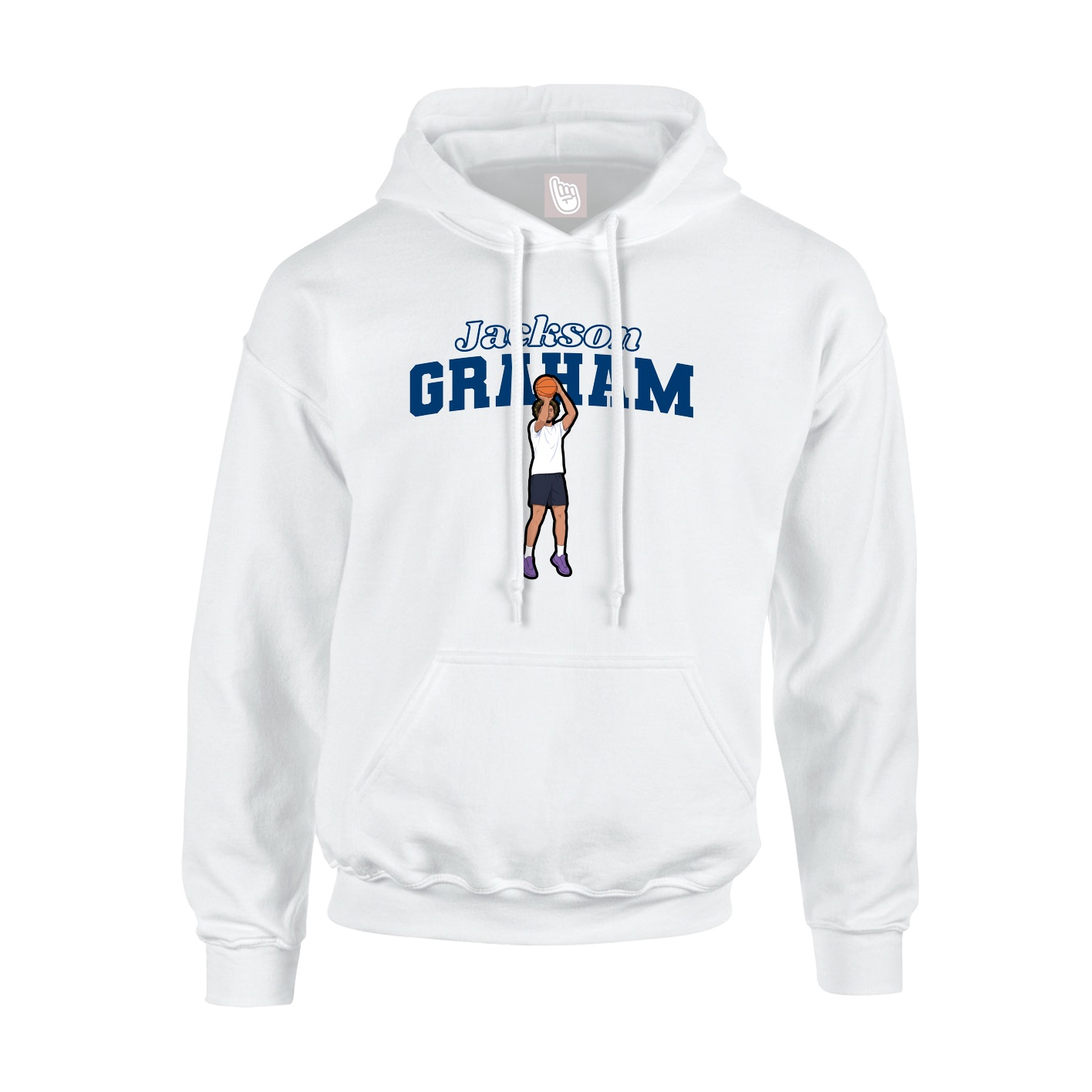Youth Hoodie — Name Arch in White