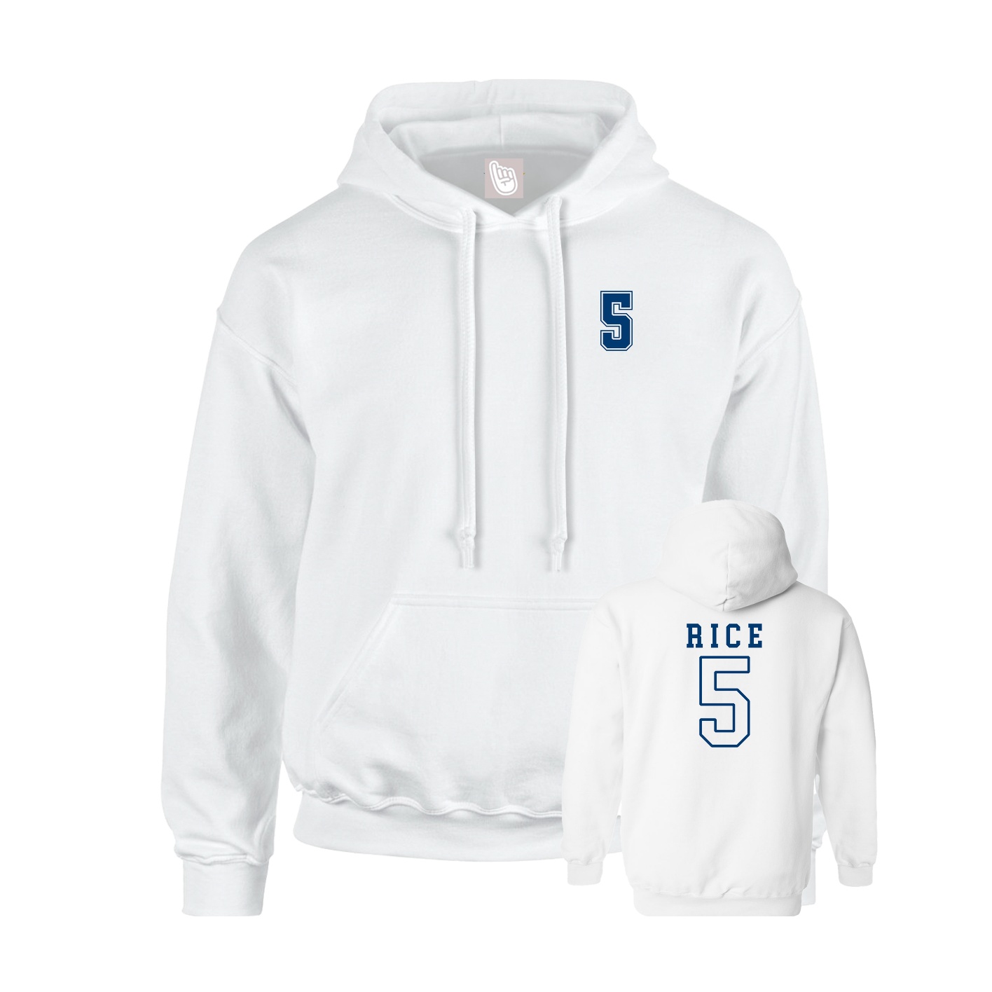 Youth Hoodie — Chest Back in White