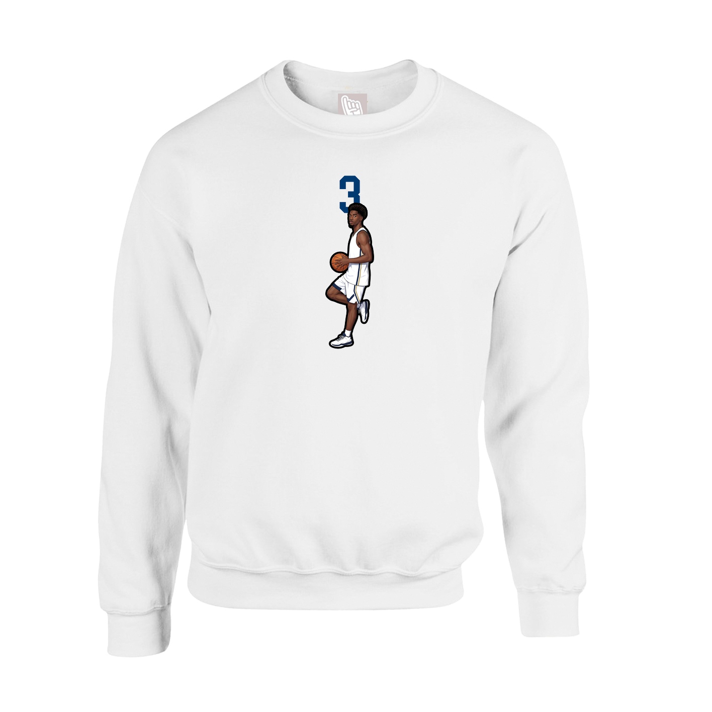 Fleece Crew — Number Top in White
