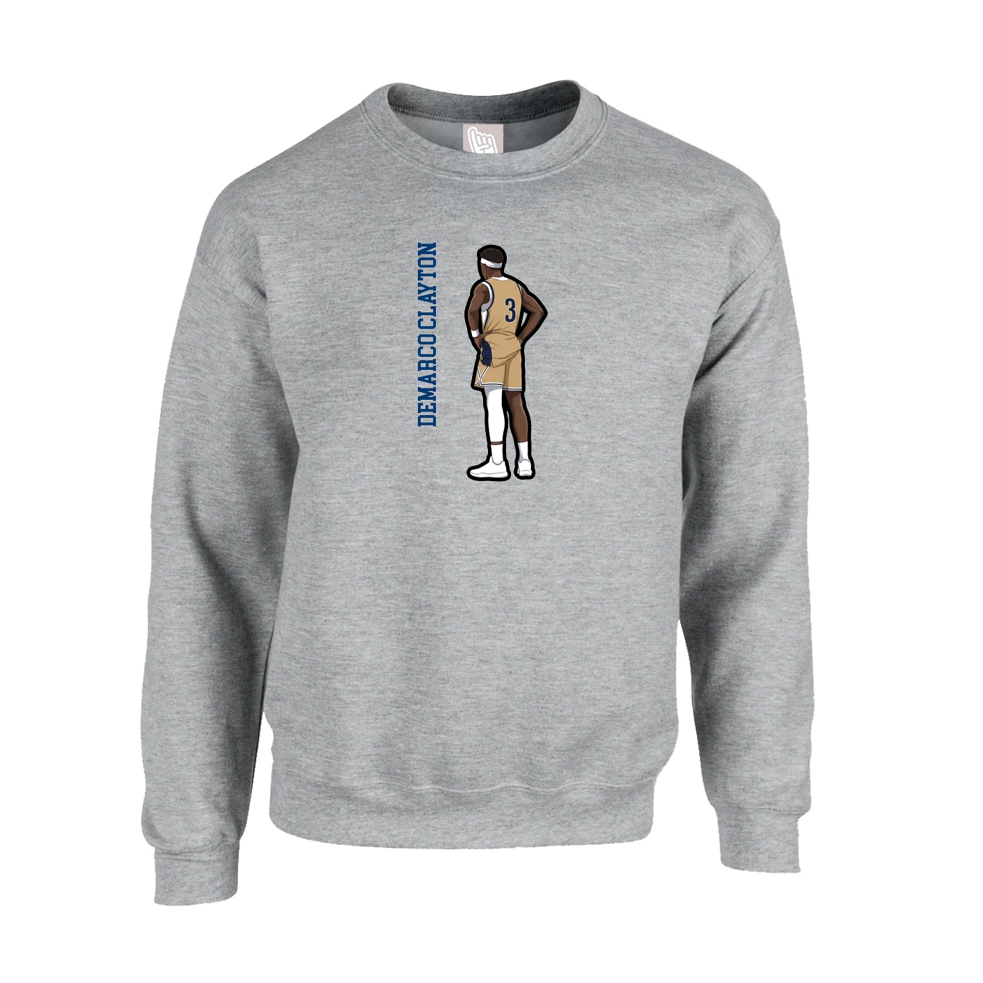 Fleece Crew — Name Vertical in Grey