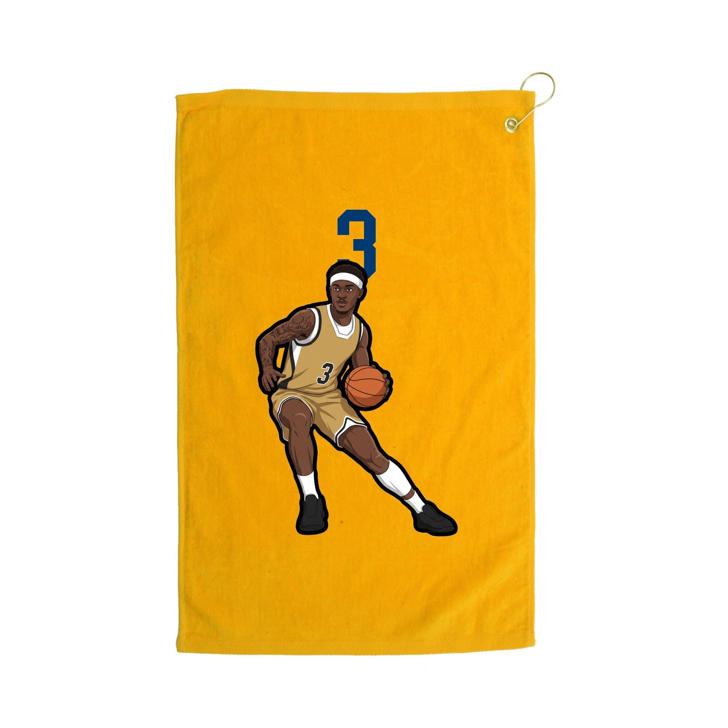 Golf Towel — Number Top in Gold