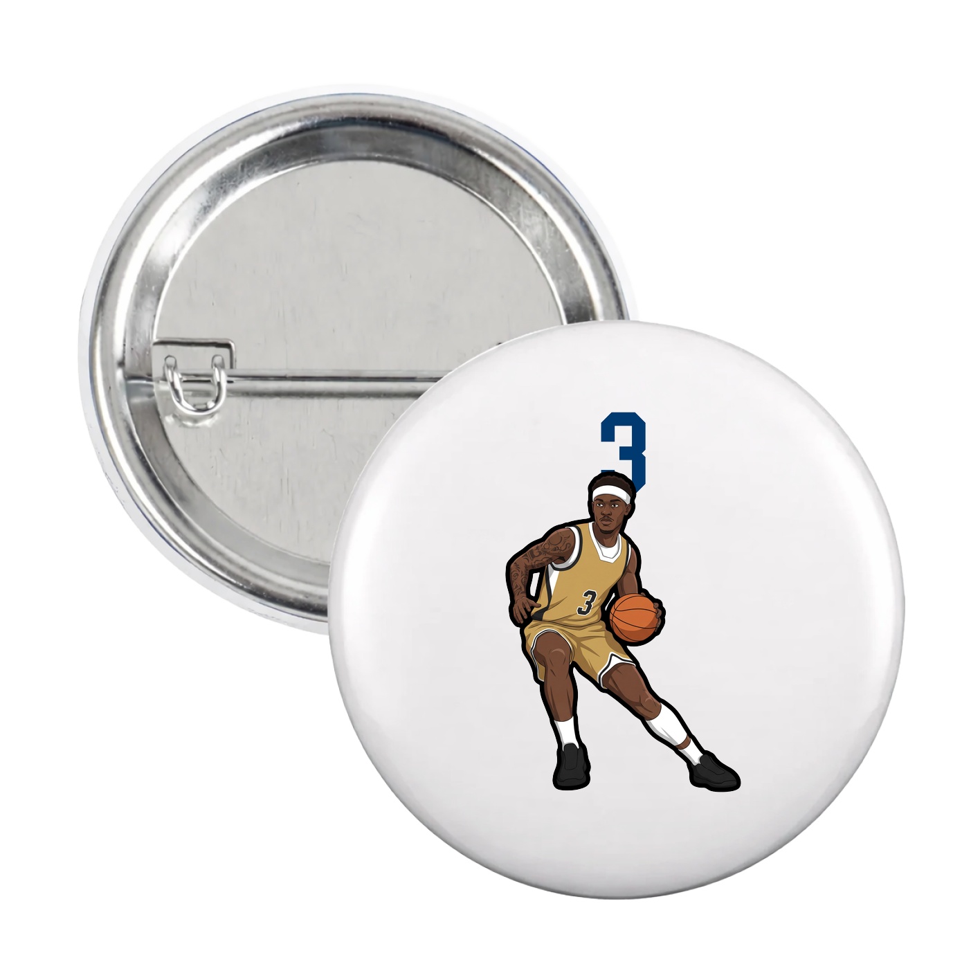 Game Day Button — Number Top in White
