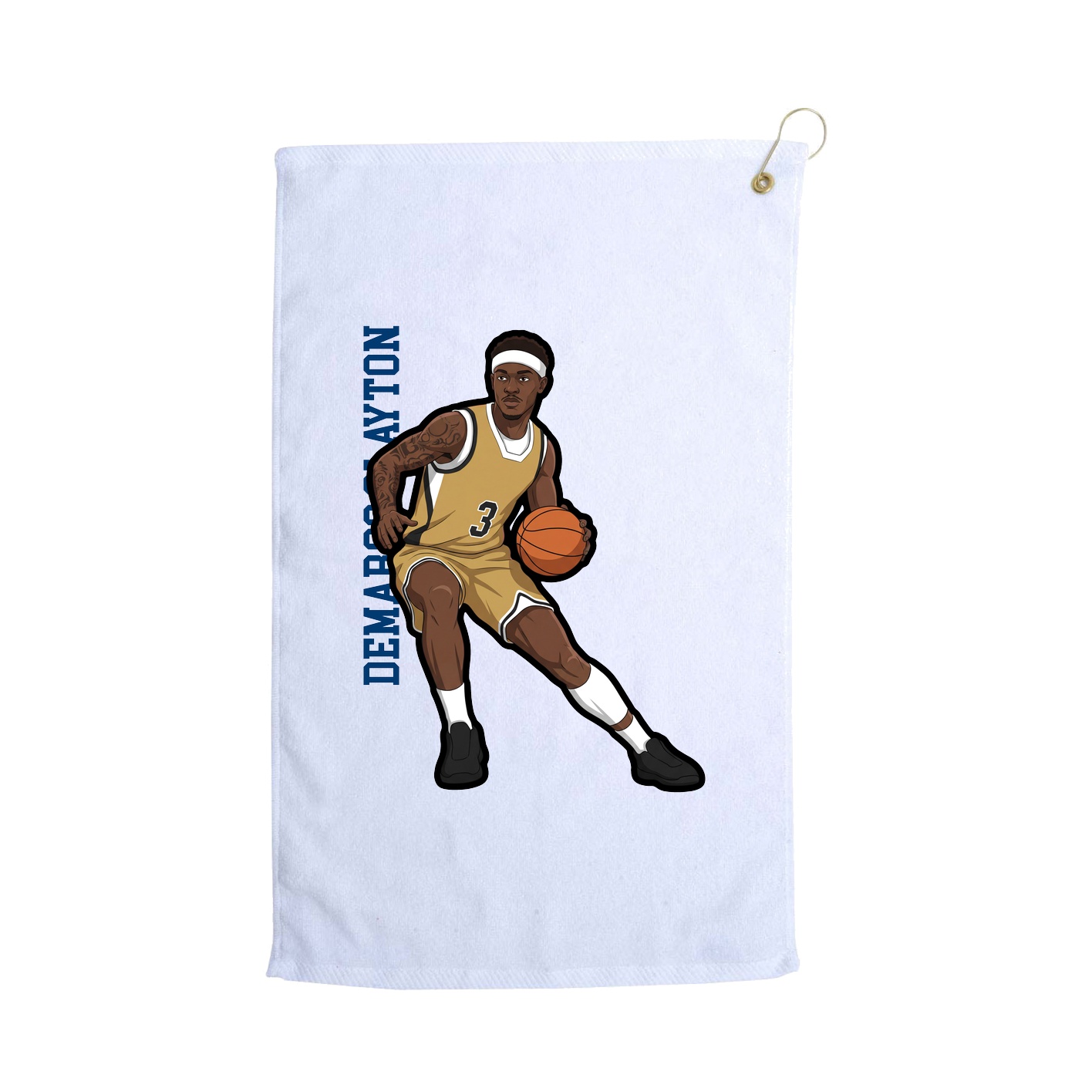 Golf Towel — Name Vertical in White
