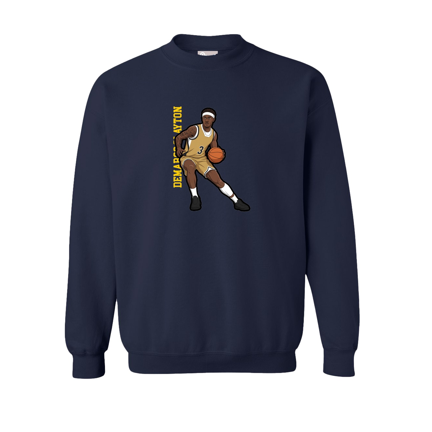 Fleece Crew — Name Vertical in Navy