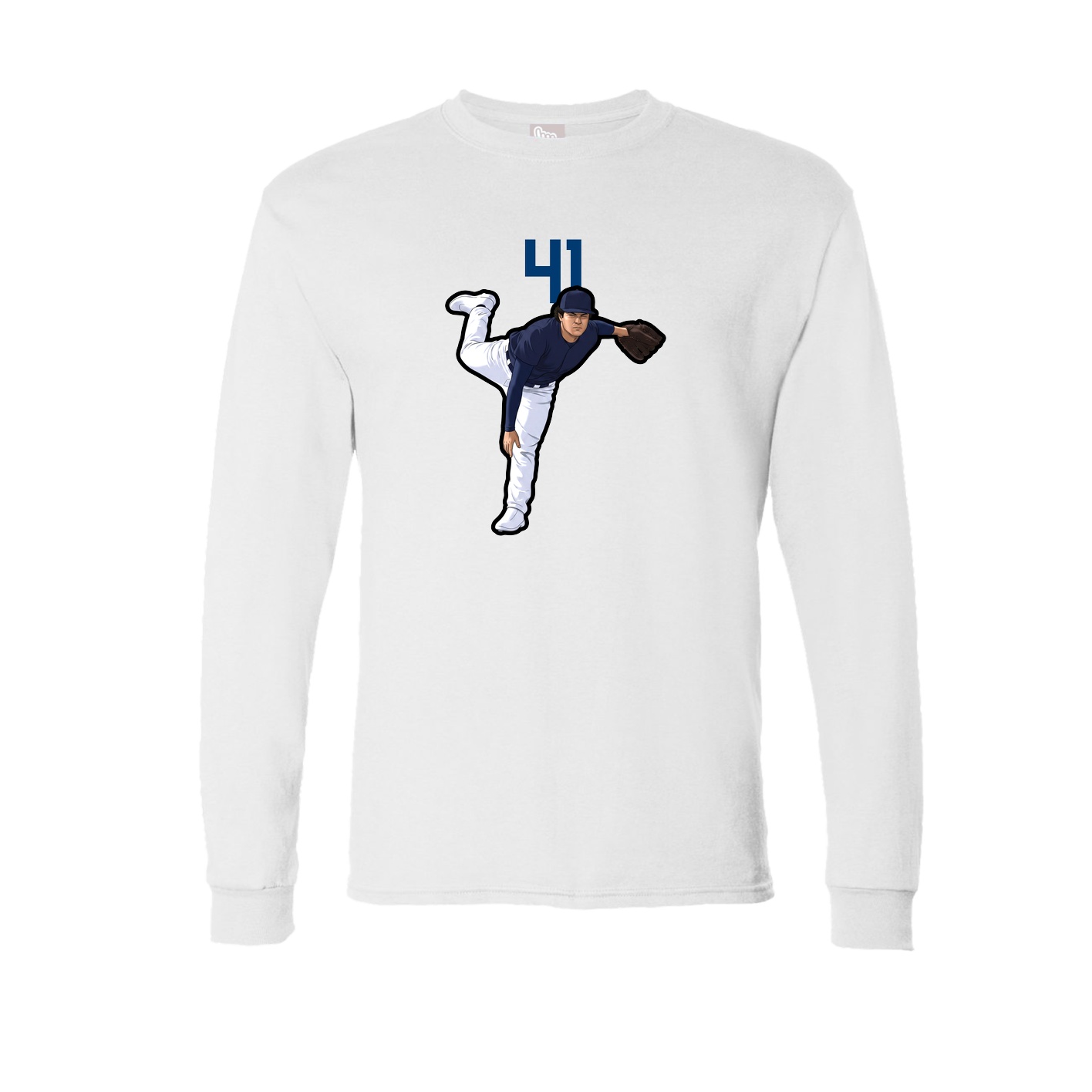 Long Sleeve Tee — Number Top in White