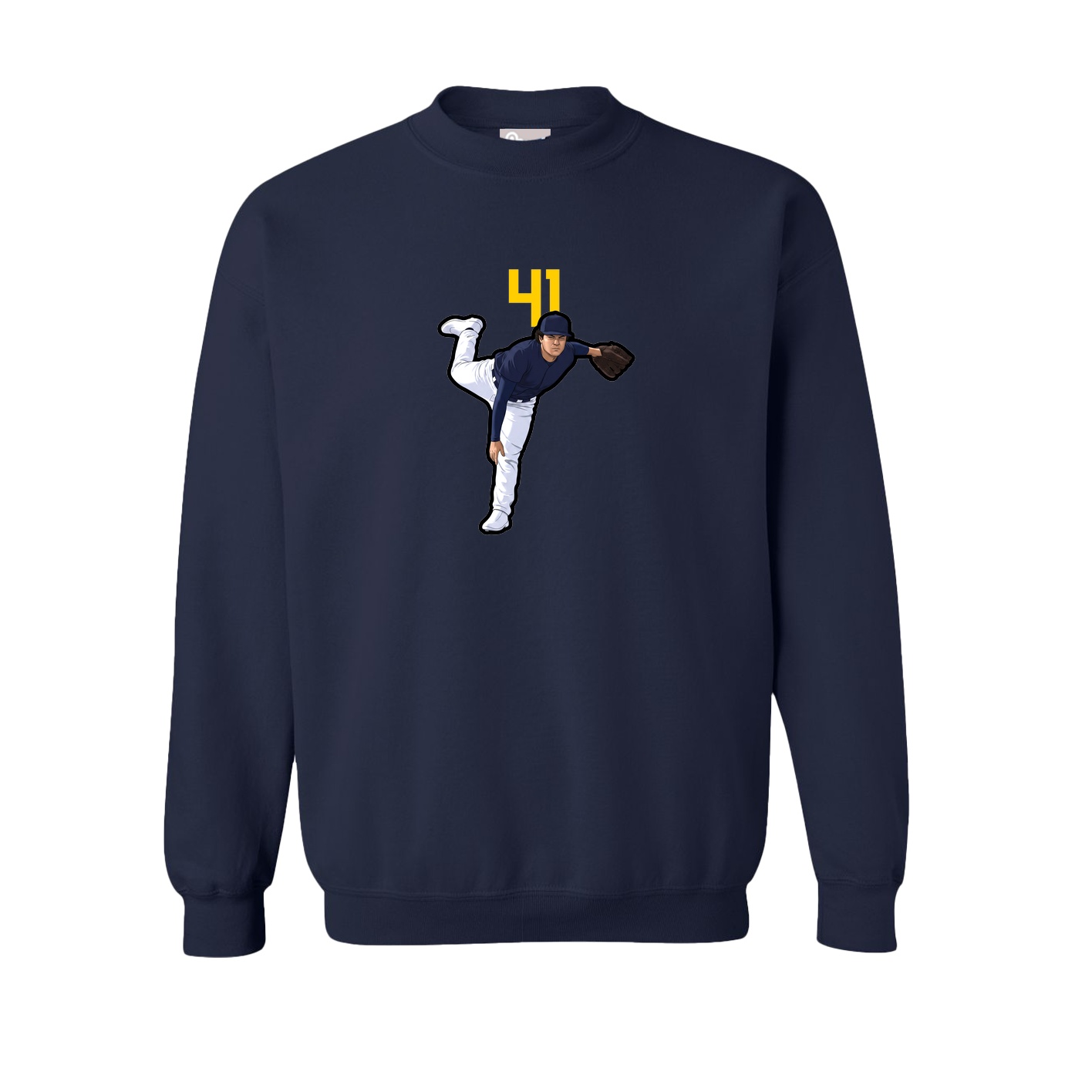 Fleece Crew — Number Top in Navy