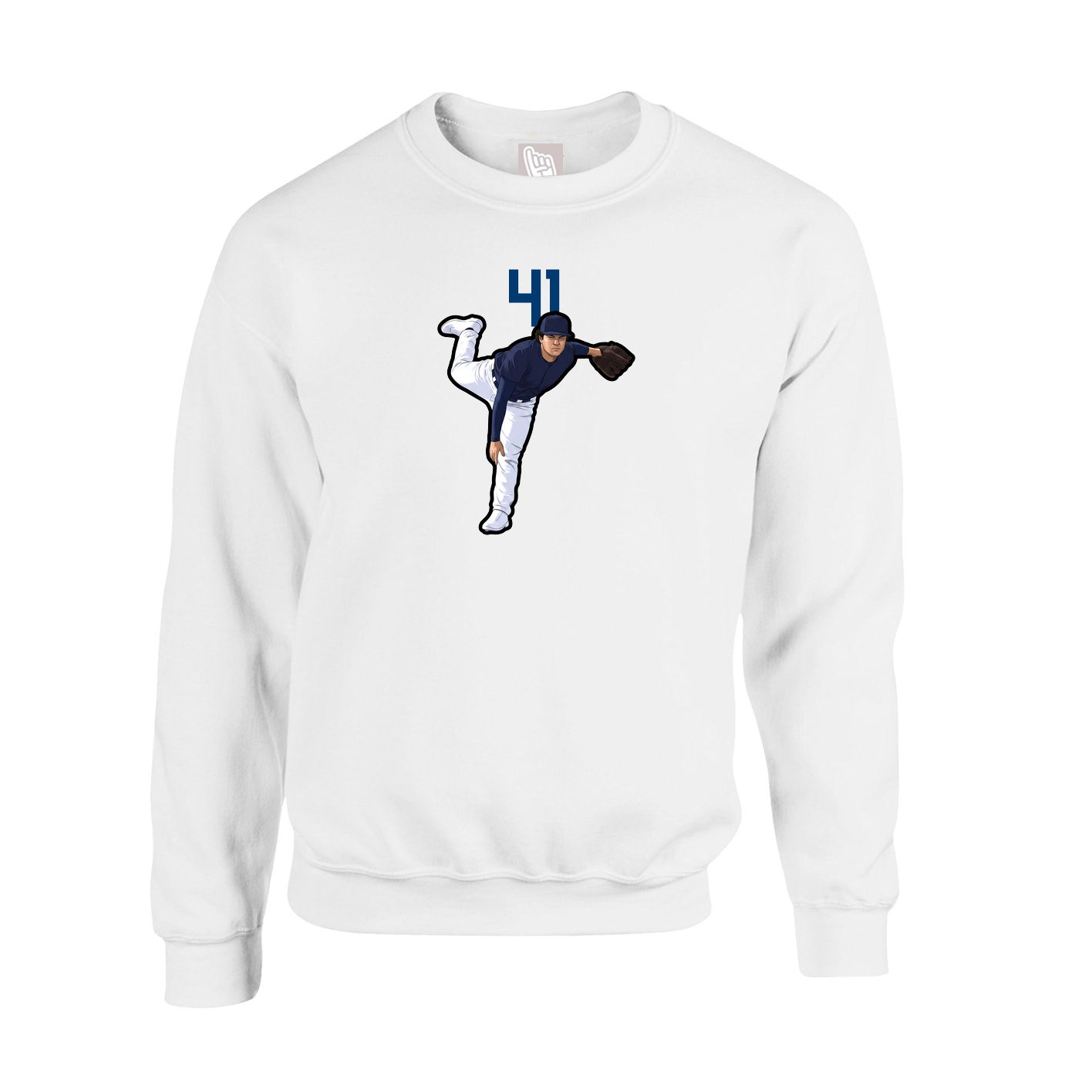 Fleece Crew — Number Top in White
