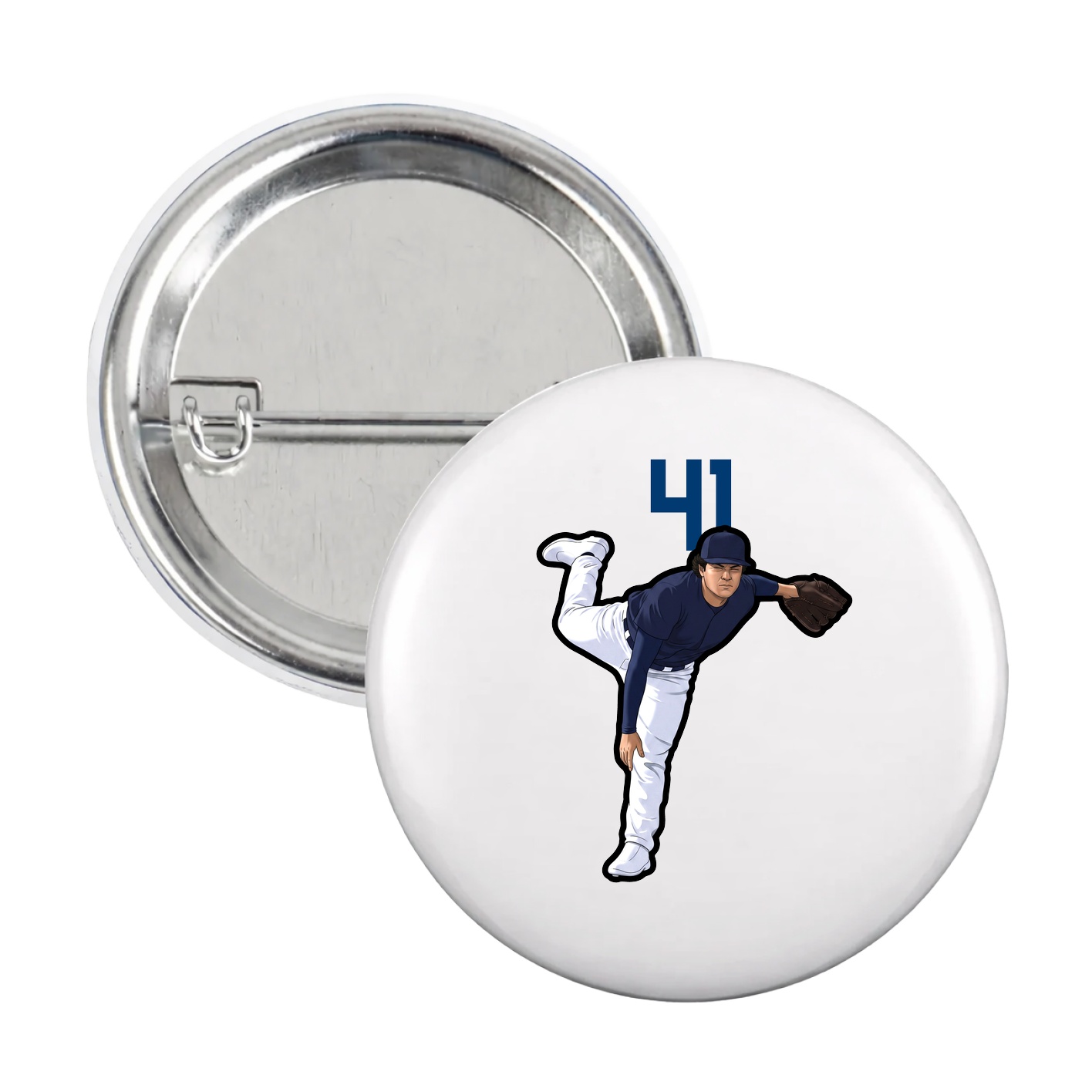 Game Day Button — Number Top in White