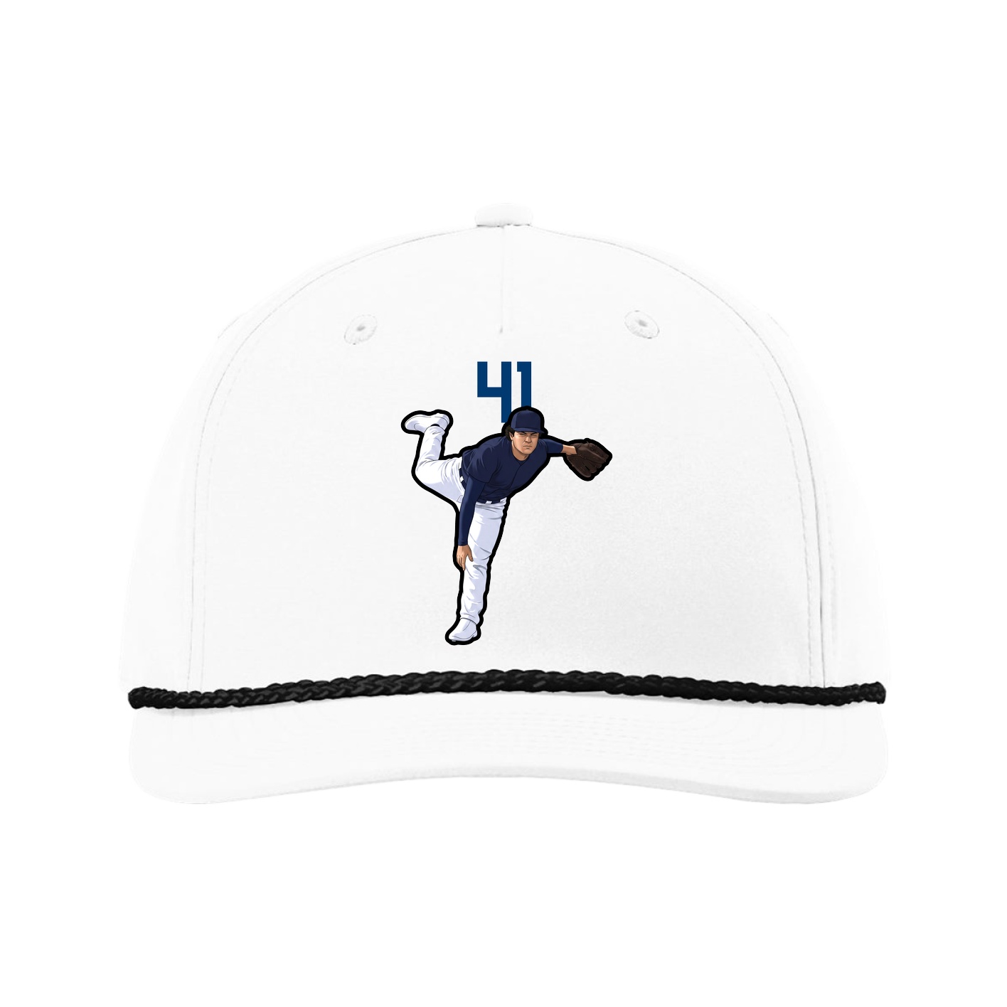 Five-Panel Classic Rope Cap — Number Top in White
