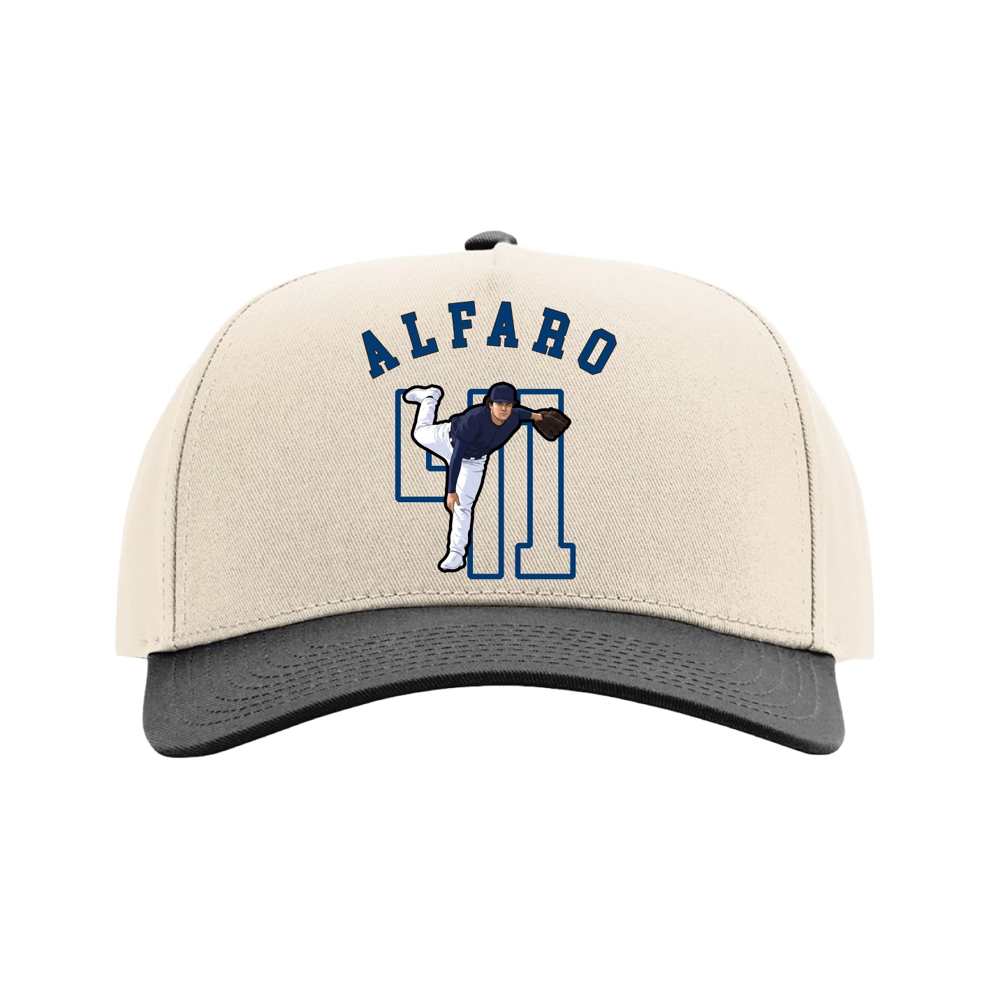 Full Fabric Five-Panel Champ Cap — Shirsey Arch in Cream/Black