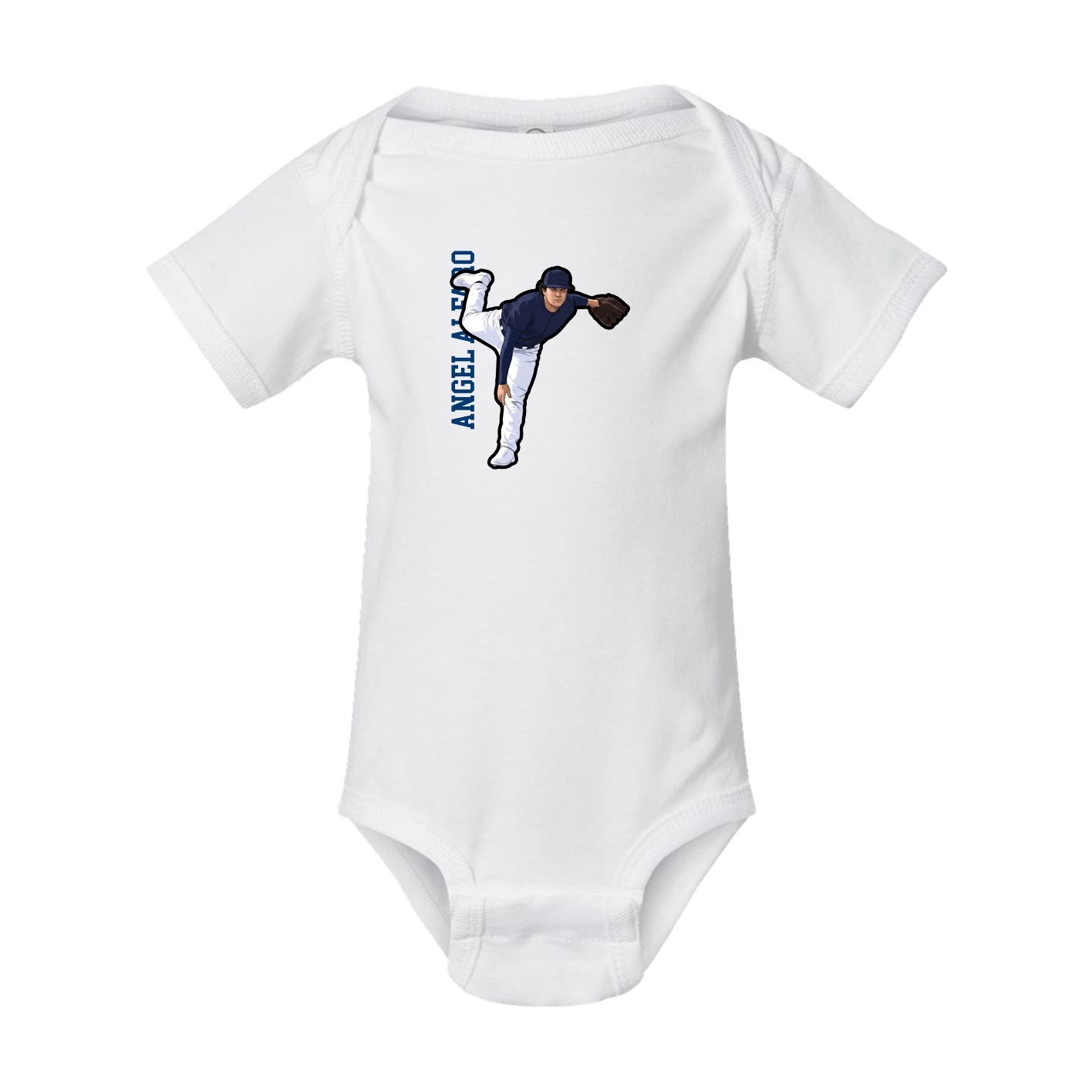 Baby Onesie — Name Vertical in White