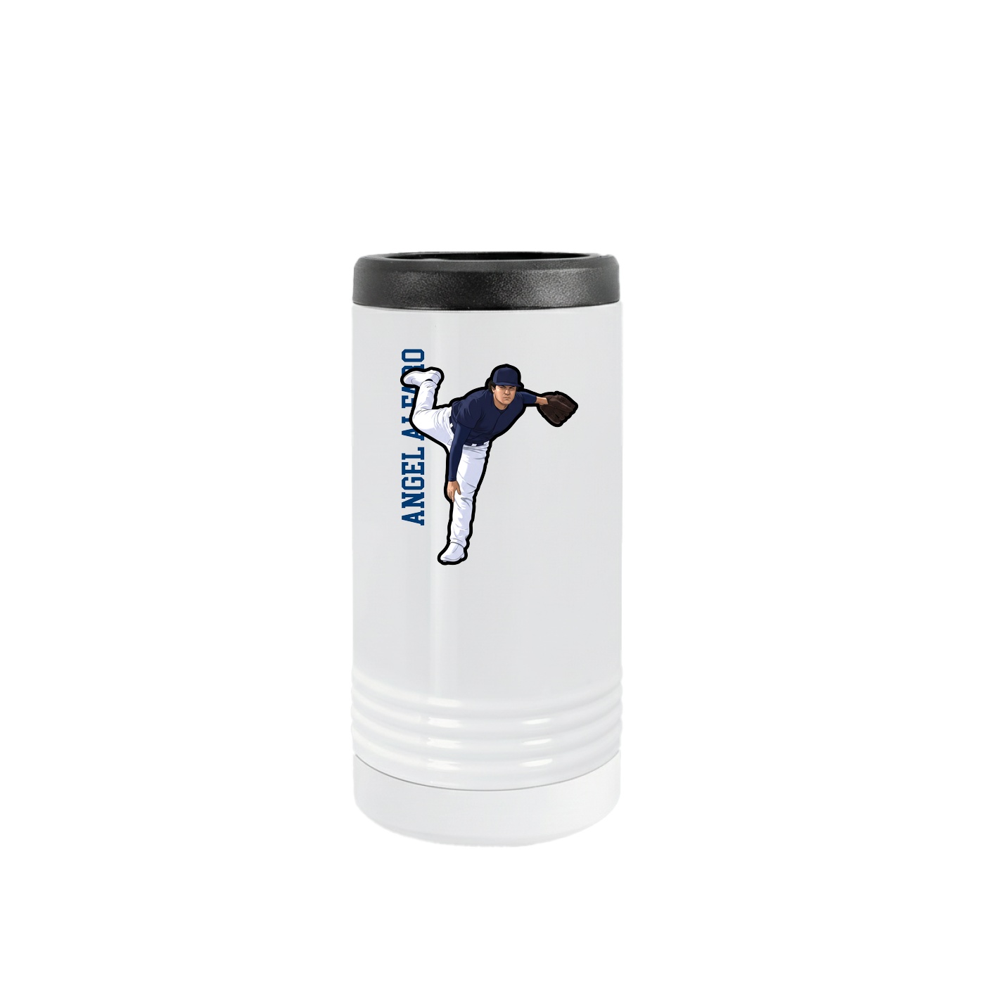 Slim Beverage Holder — Name Vertical in White
