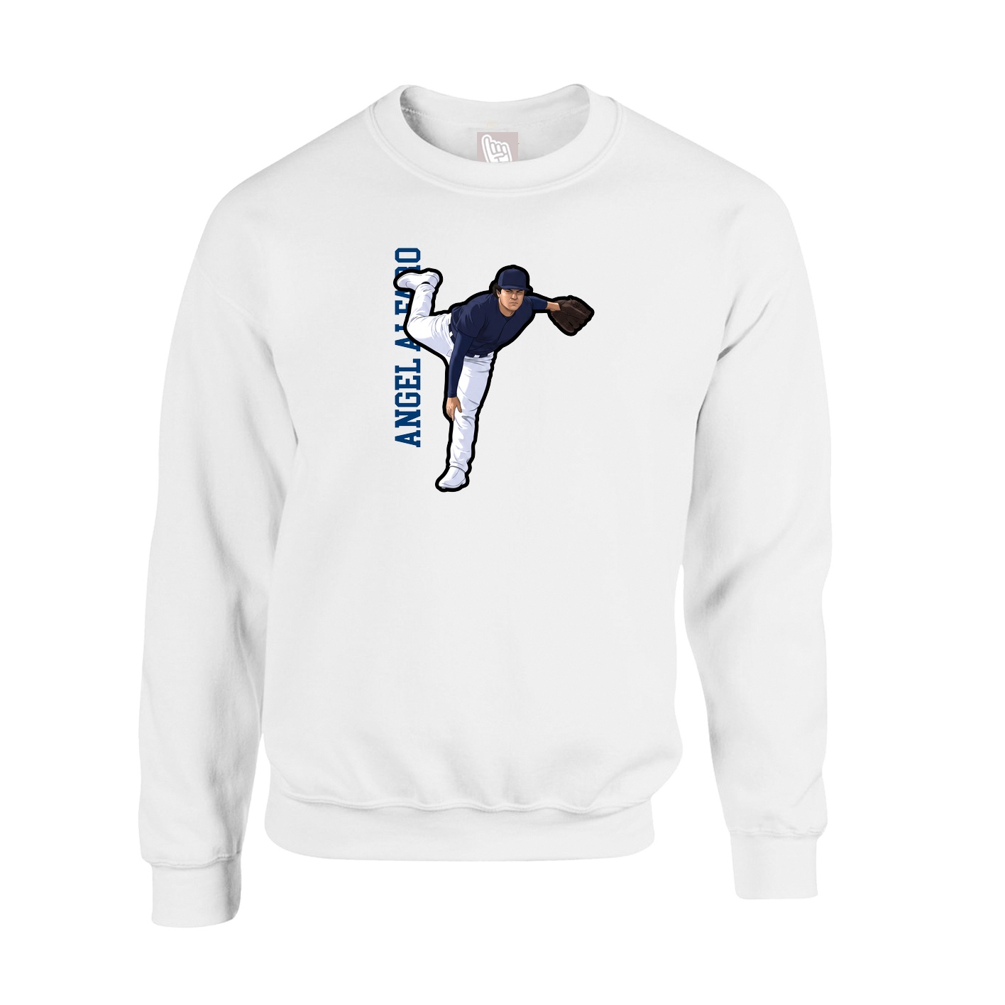 Fleece Crew — Name Vertical in White