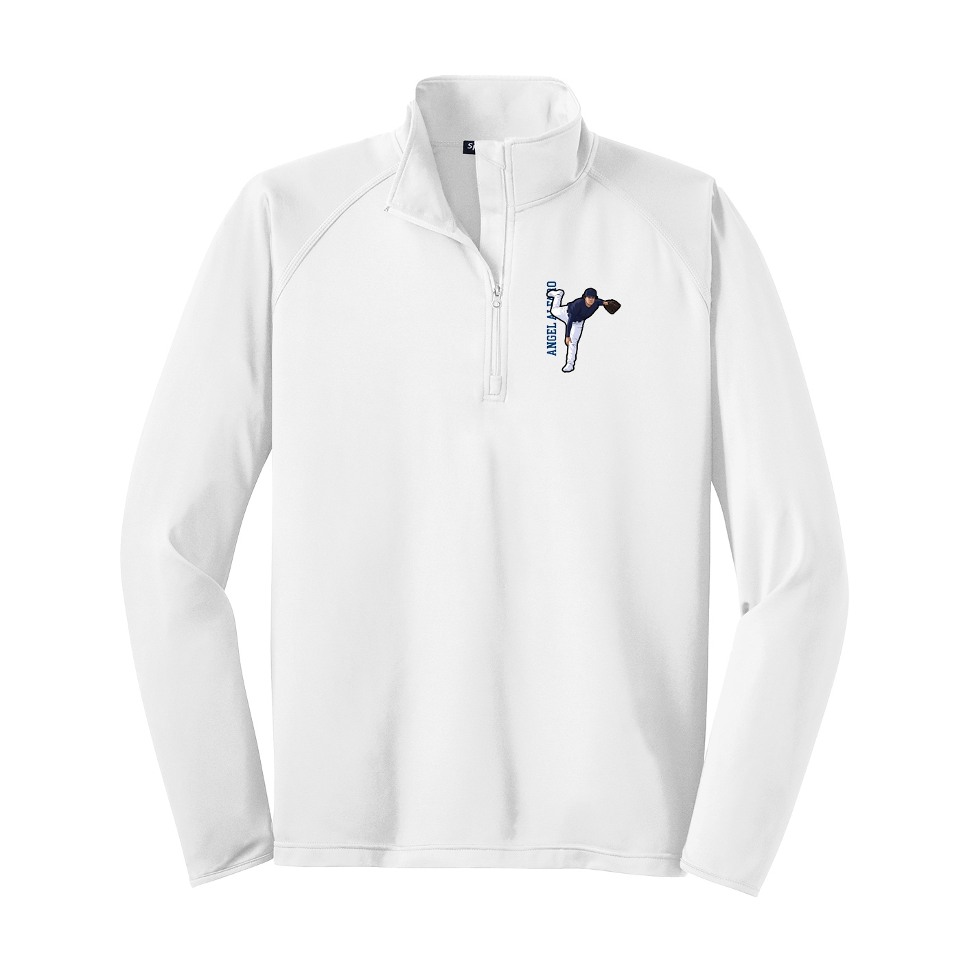Q-Zip Pullover — Name Vertical in White