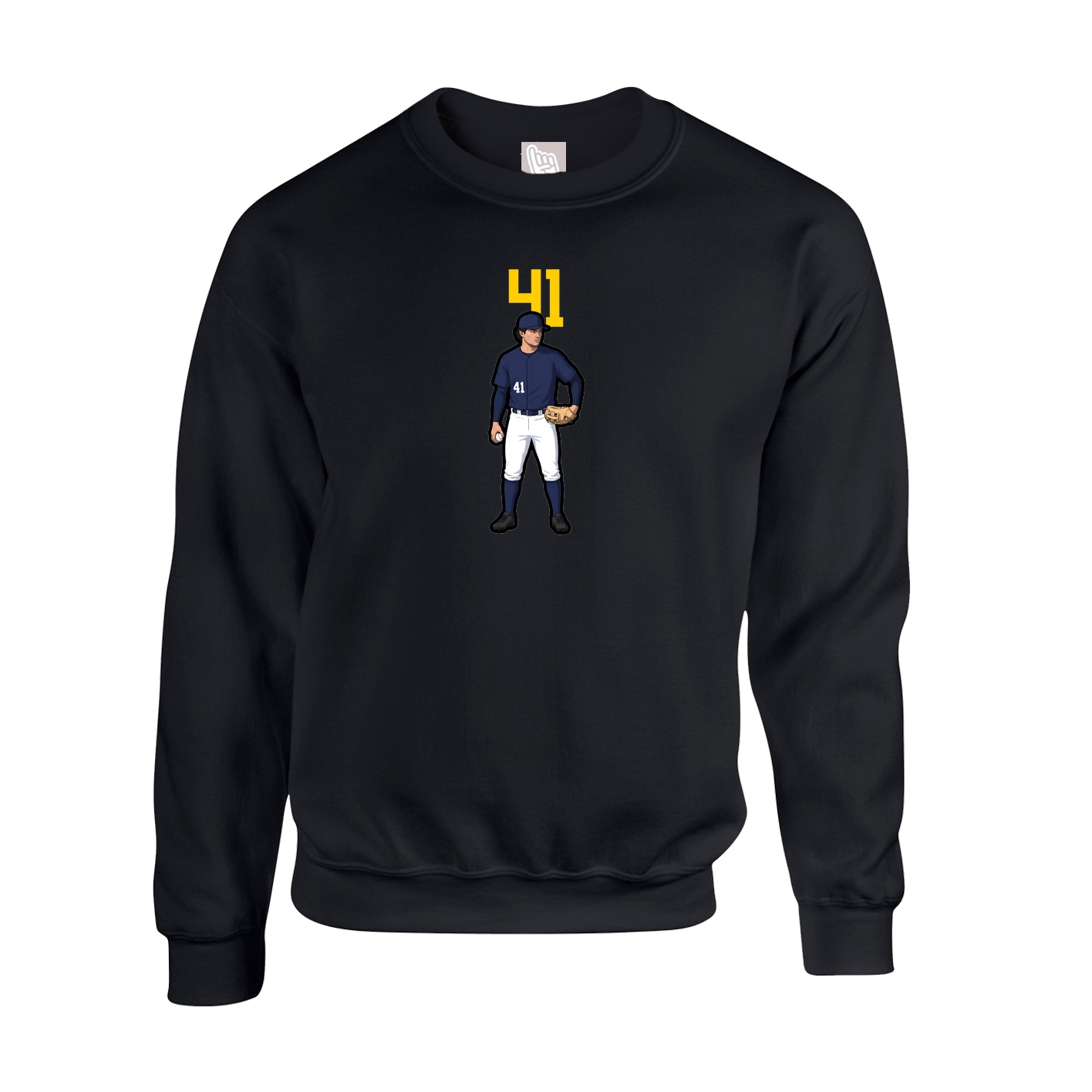 Fleece Crew — Number Top in Black