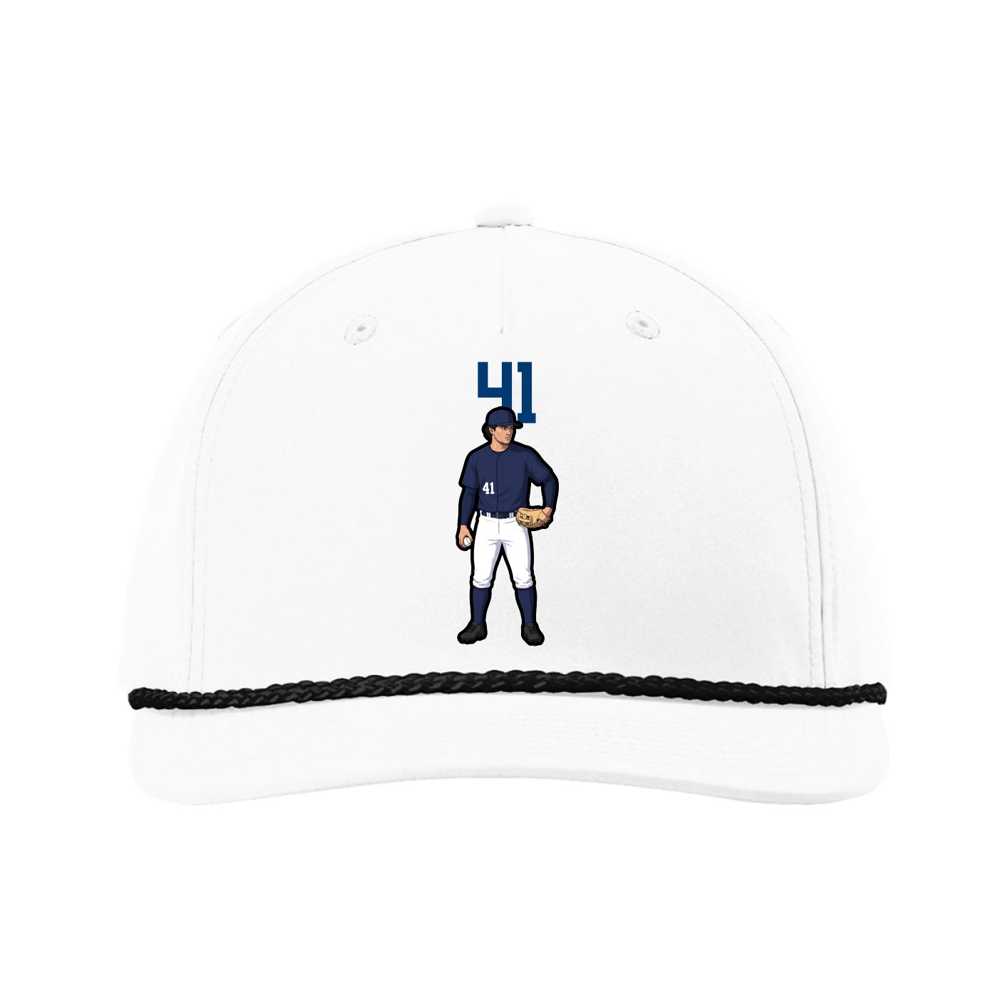 Five-Panel Classic Rope Cap — Number Top in White