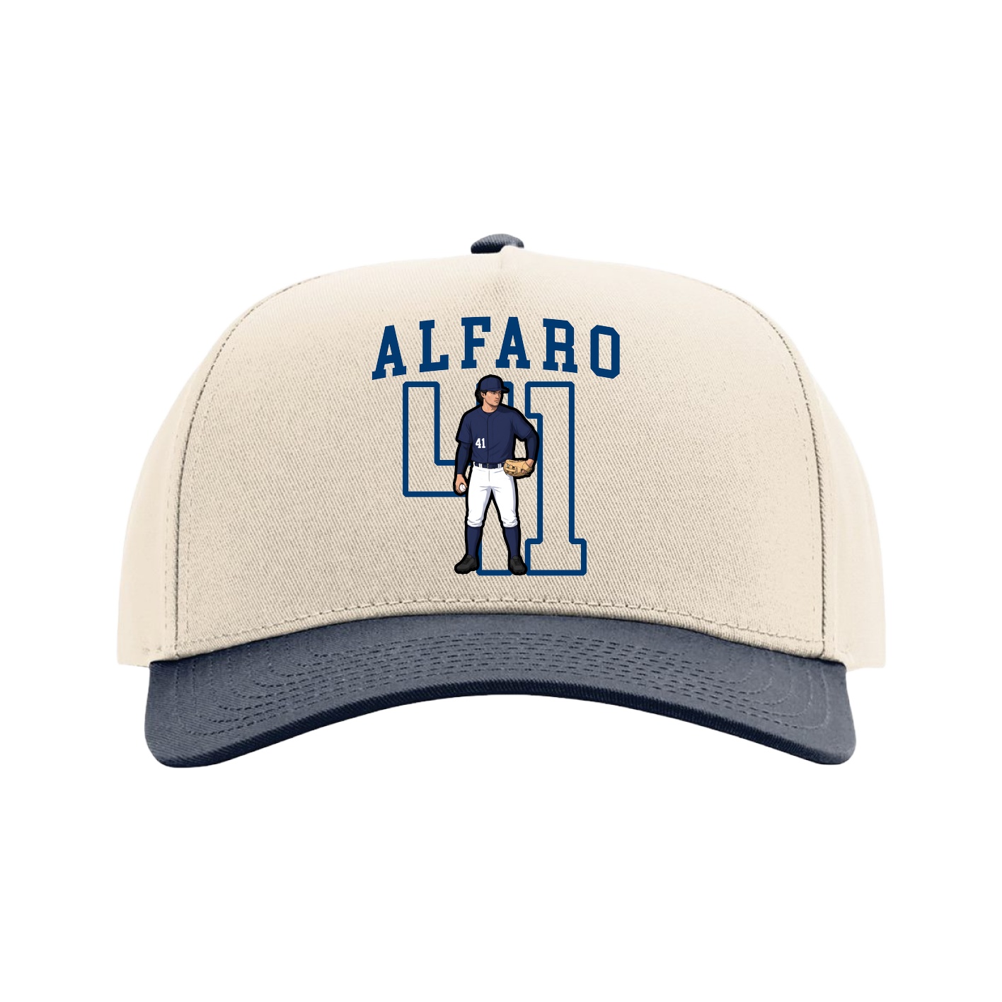 Full Fabric Five-Panel Champ Cap — Shirsey in Cream/Navy