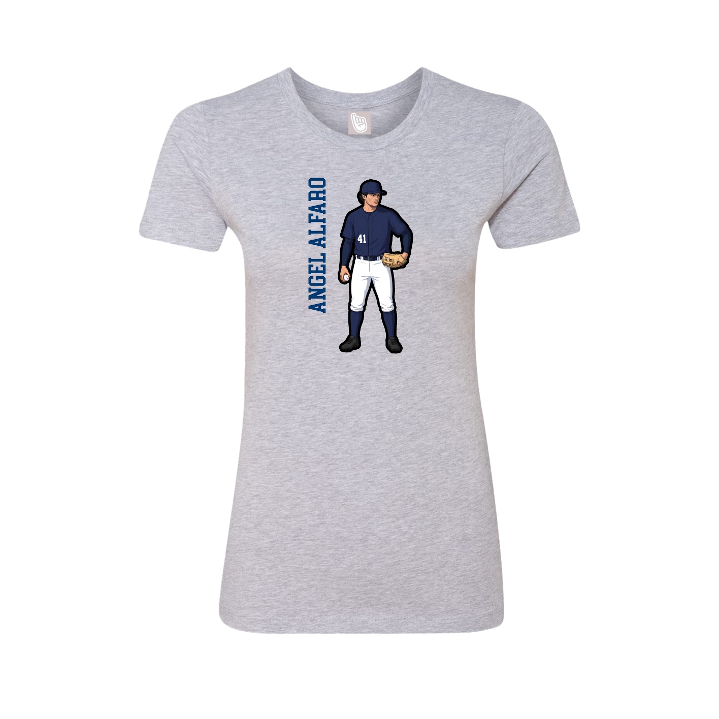 Fitted Women's Tee — Name Vertical in Grey