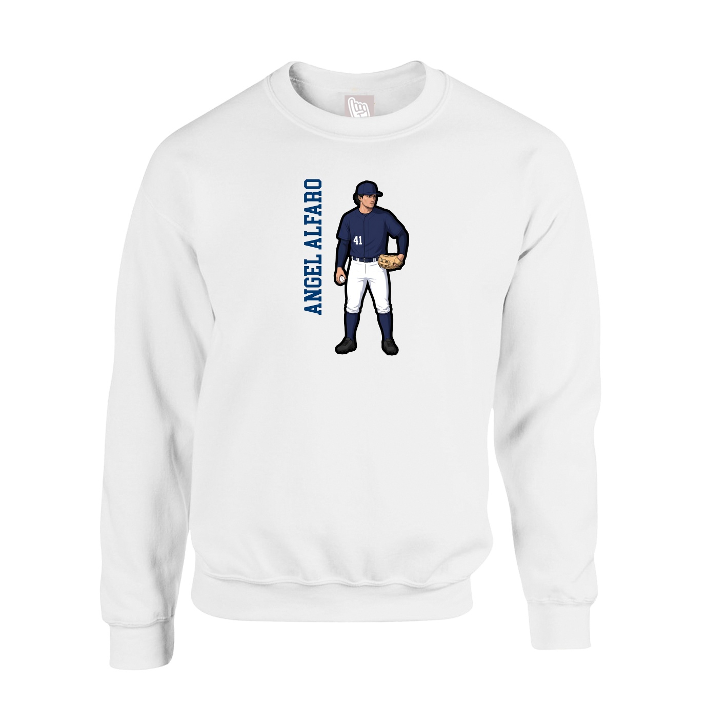Fleece Crew — Name Vertical in White