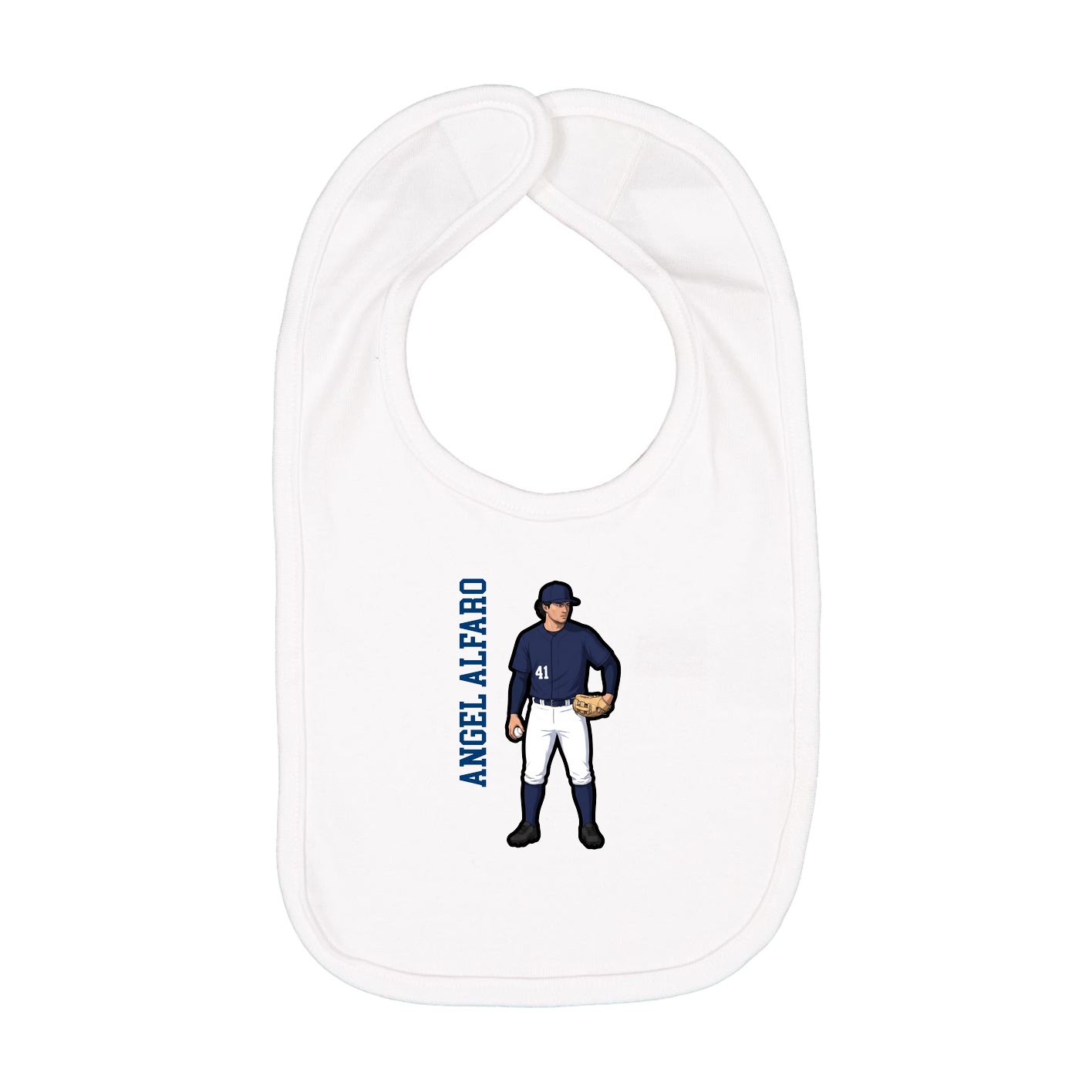 Infant Bib — Name Vertical in White