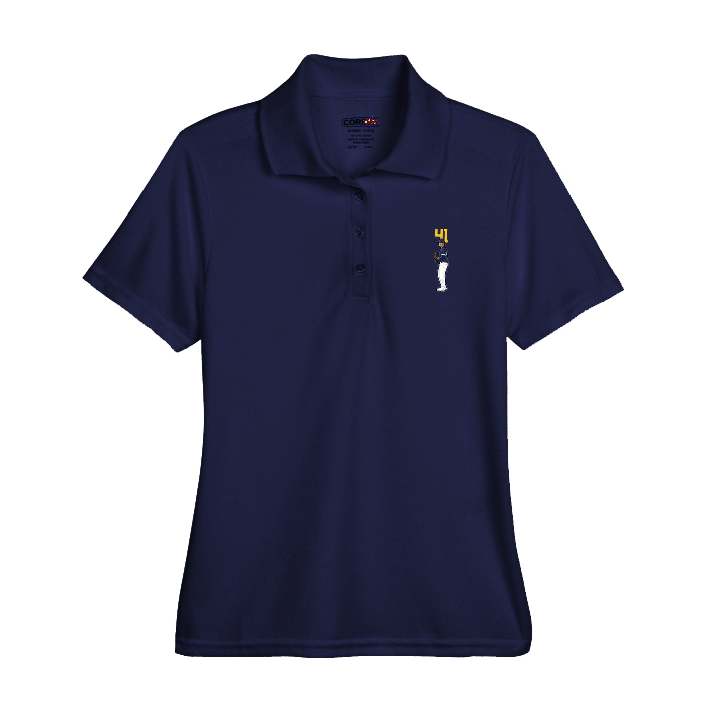 Womens Performance Polo — Number Top in Navy