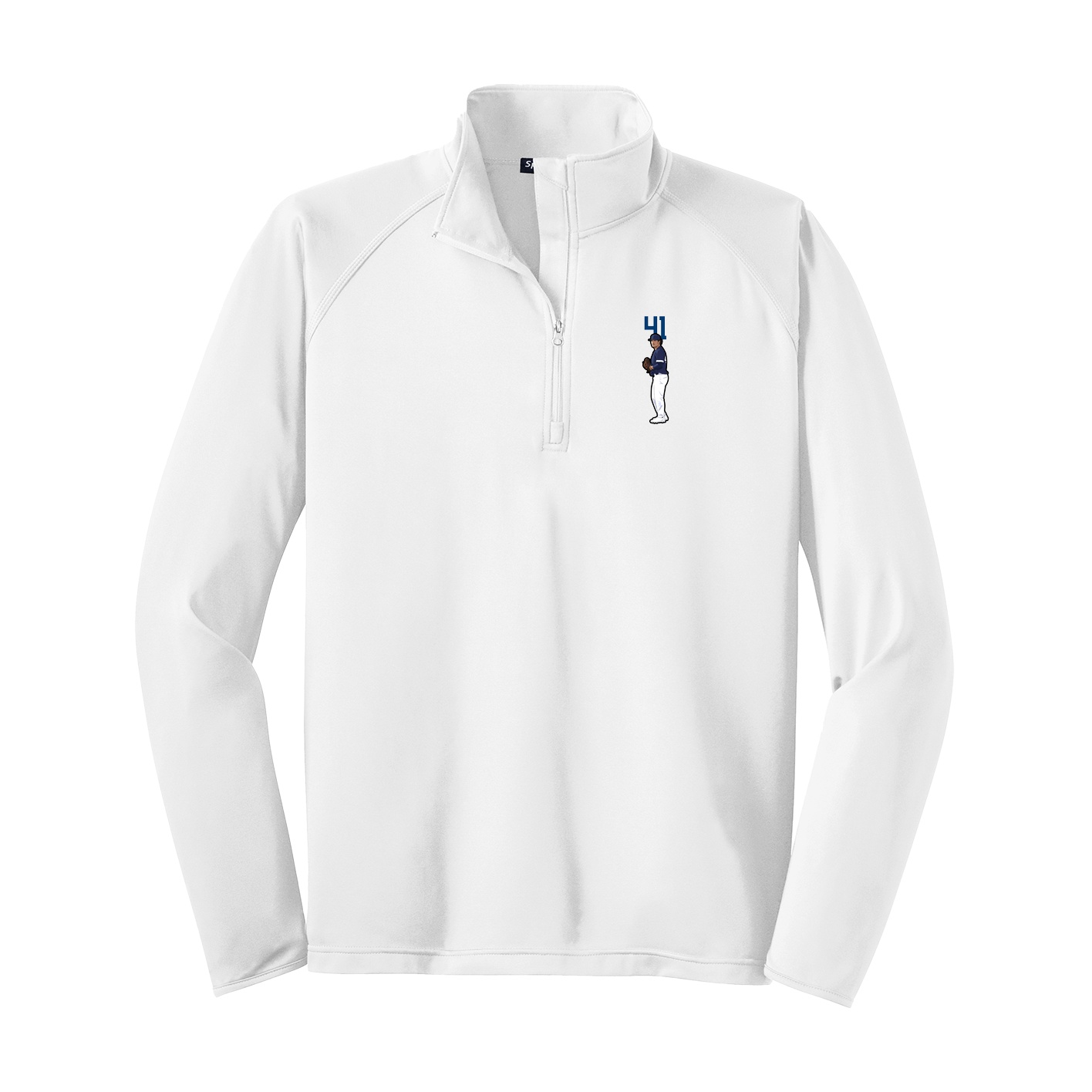 Q-Zip Pullover — Number Top in White