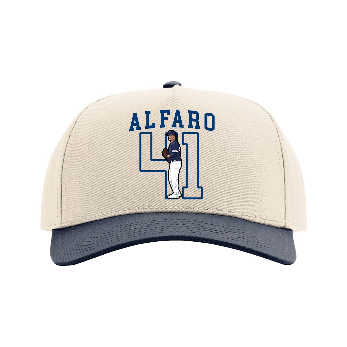 Full Fabric Five-Panel Champ Cap — Shirsey in Cream/Navy