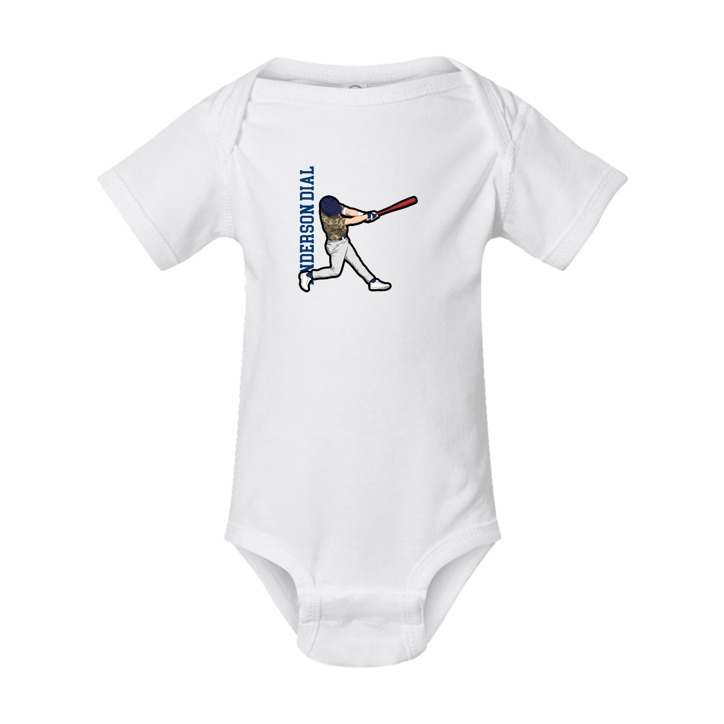 Baby Onesie — Name Vertical in White