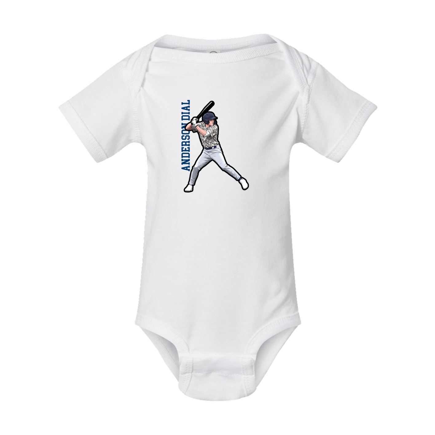 Baby Onesie — Name Vertical in White