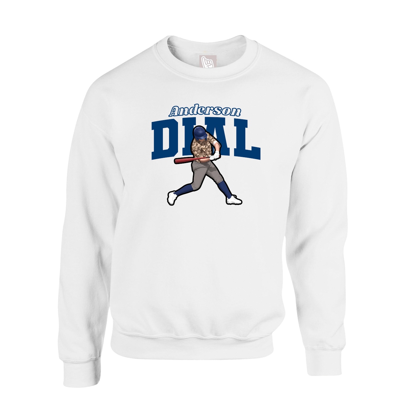 Fleece Crew — Name Arch in White