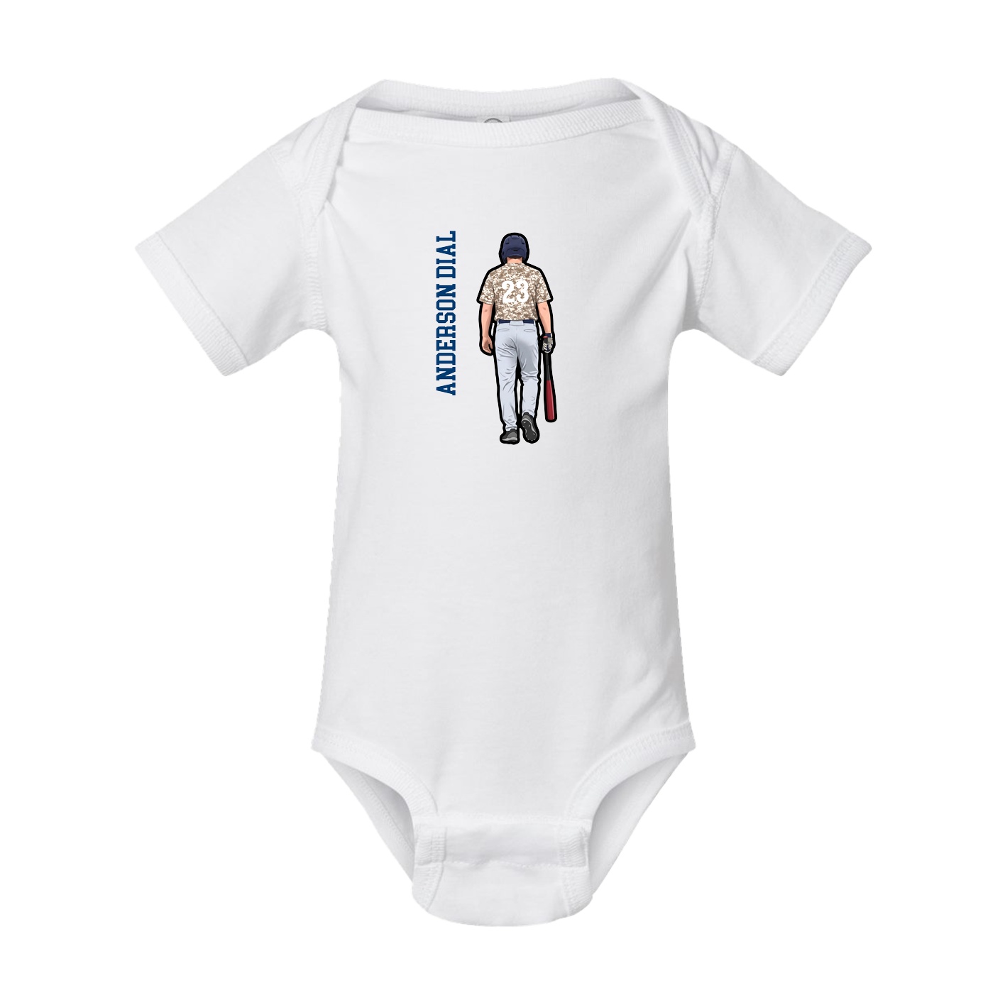Baby Onesie — Name Vertical in White