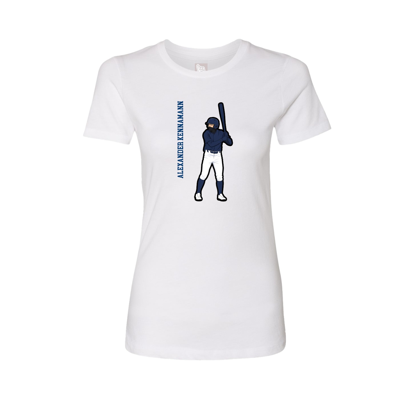 Fitted Women's Tee — Name Vertical in White