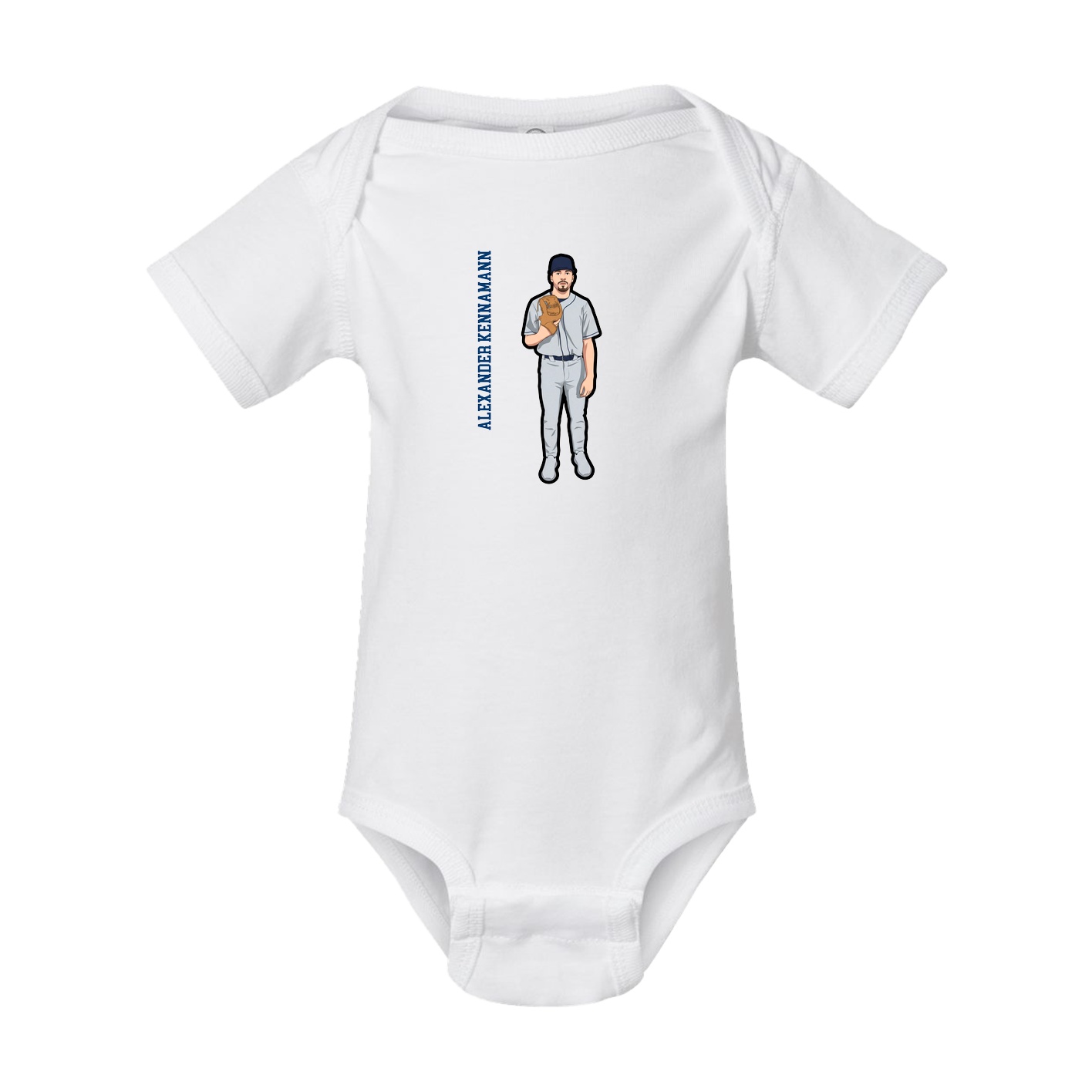 Baby Onesie — Name Vertical in White