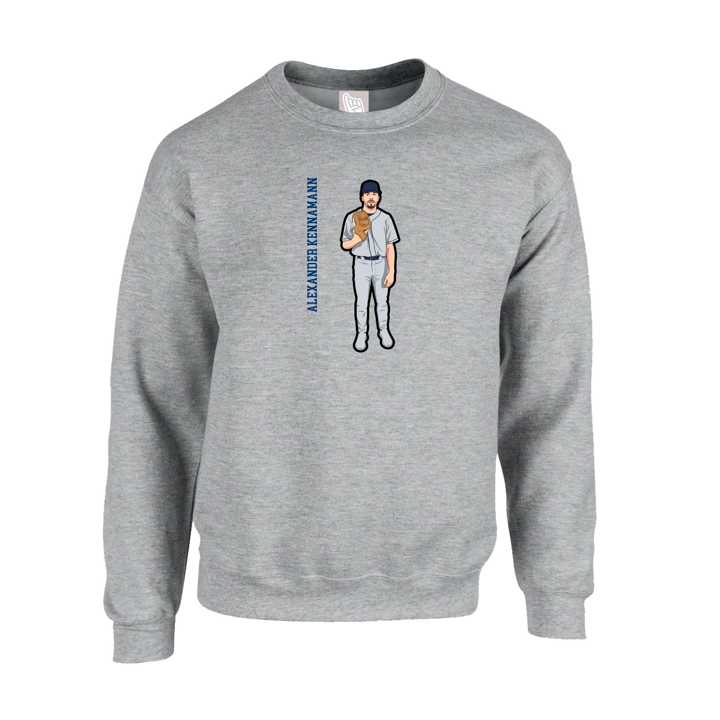 Fleece Crew — Name Vertical in Grey