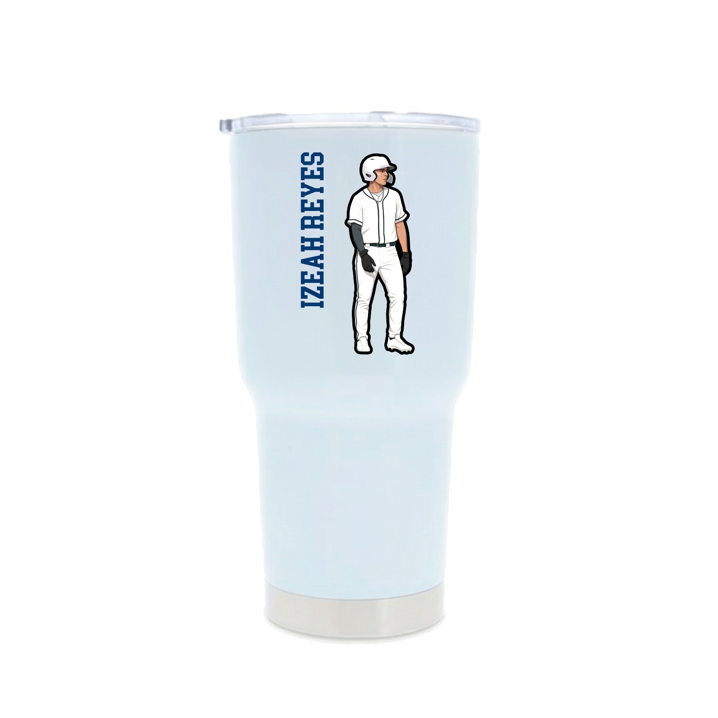 30oz Stainless Steel Tumbler — Name Vertical in White