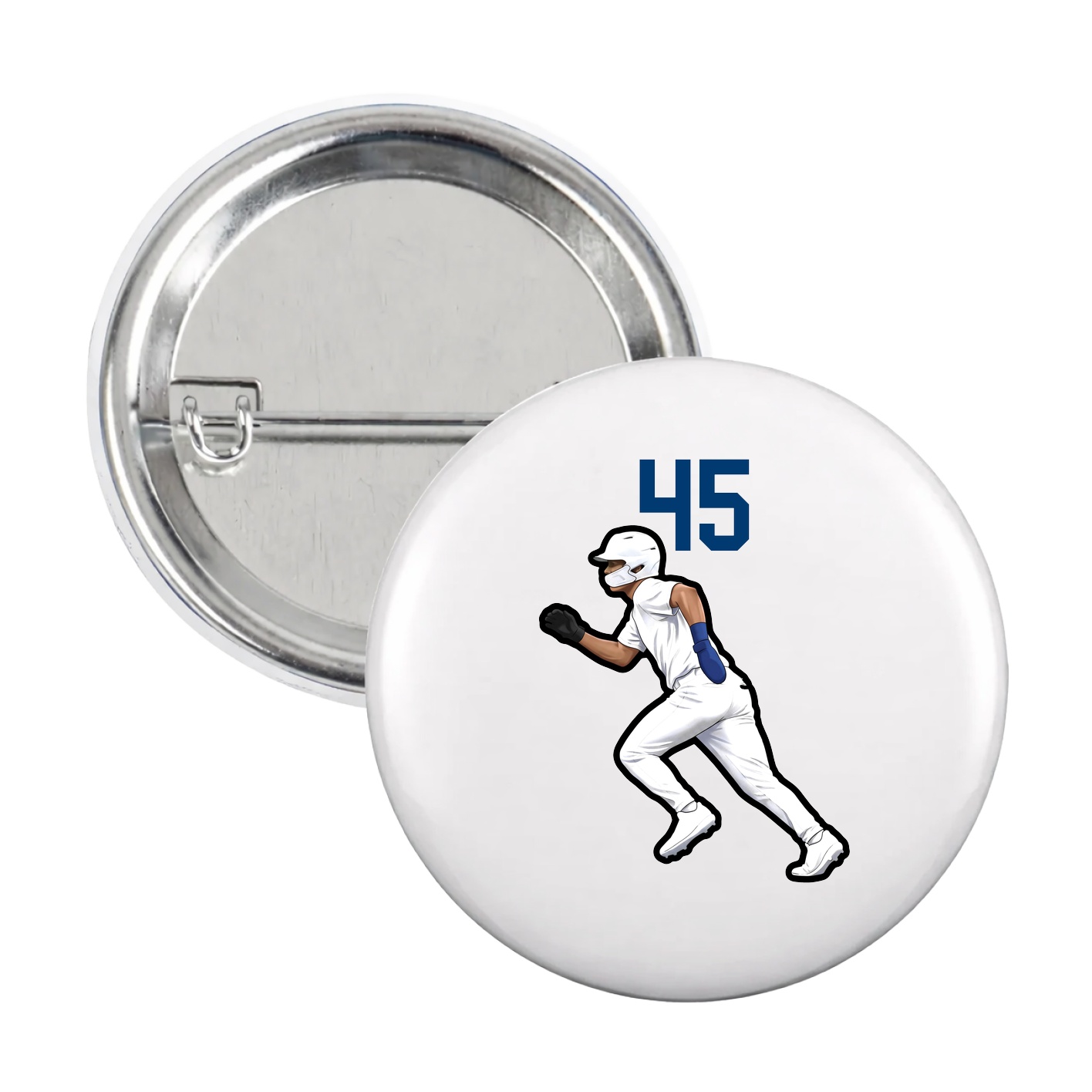 Game Day Button — Number Top in White