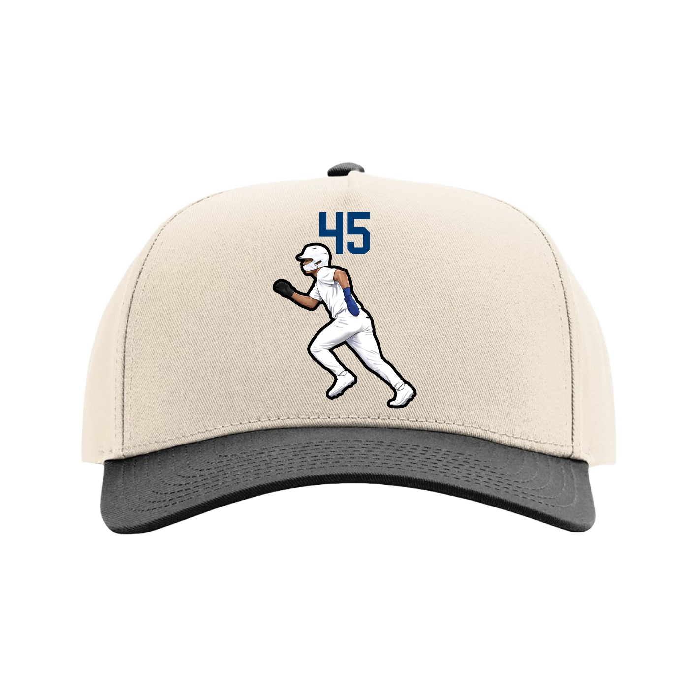 Full Fabric Five-Panel Champ Cap — Number Top in Cream/Black