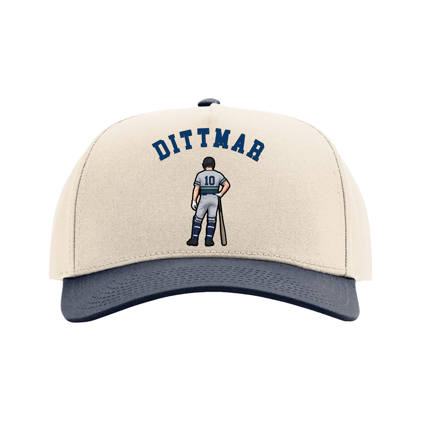 Full Fabric Five-Panel Champ Cap — Shirsey Arch in Cream/Navy