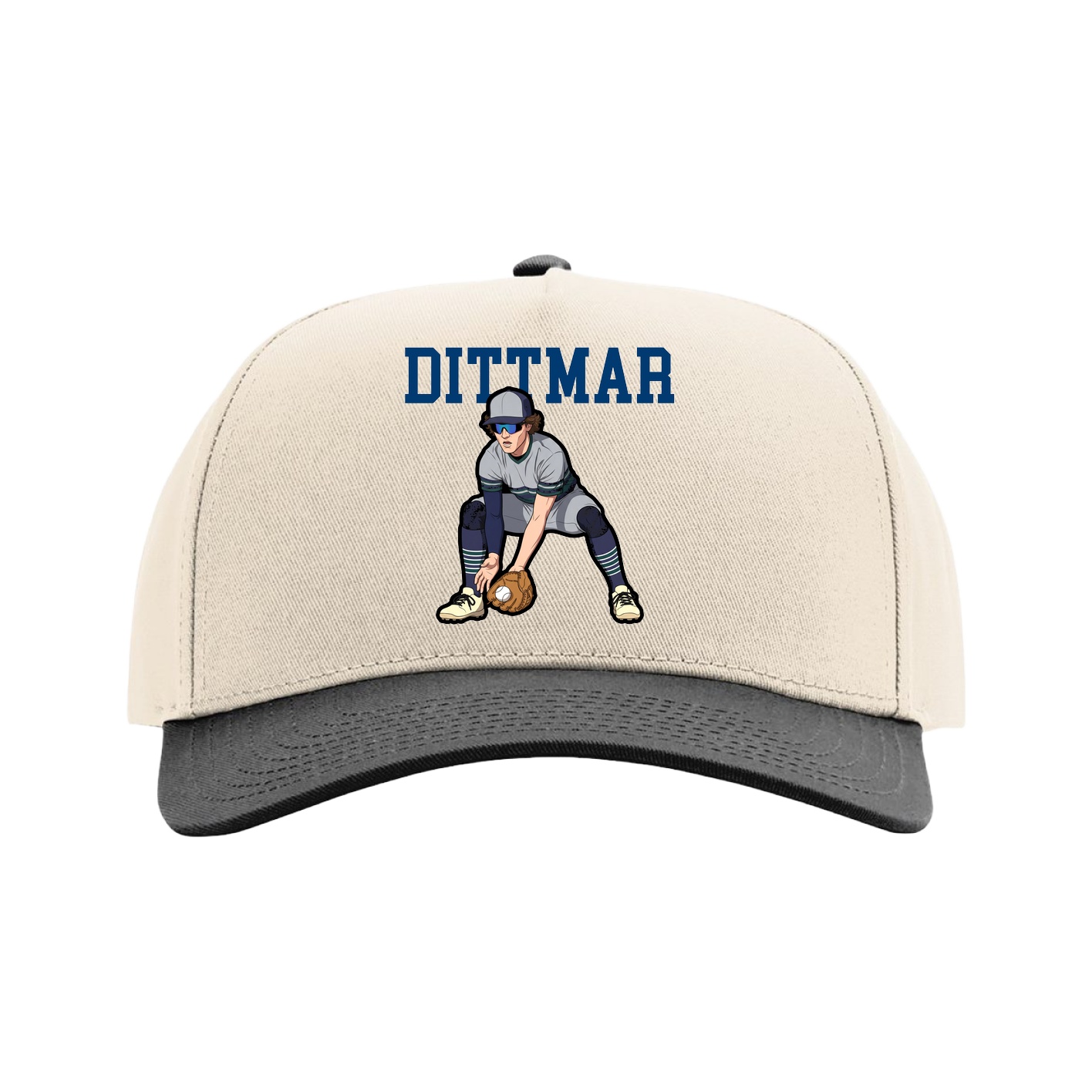 Full Fabric Five-Panel Champ Cap — Shirsey in Cream/Black