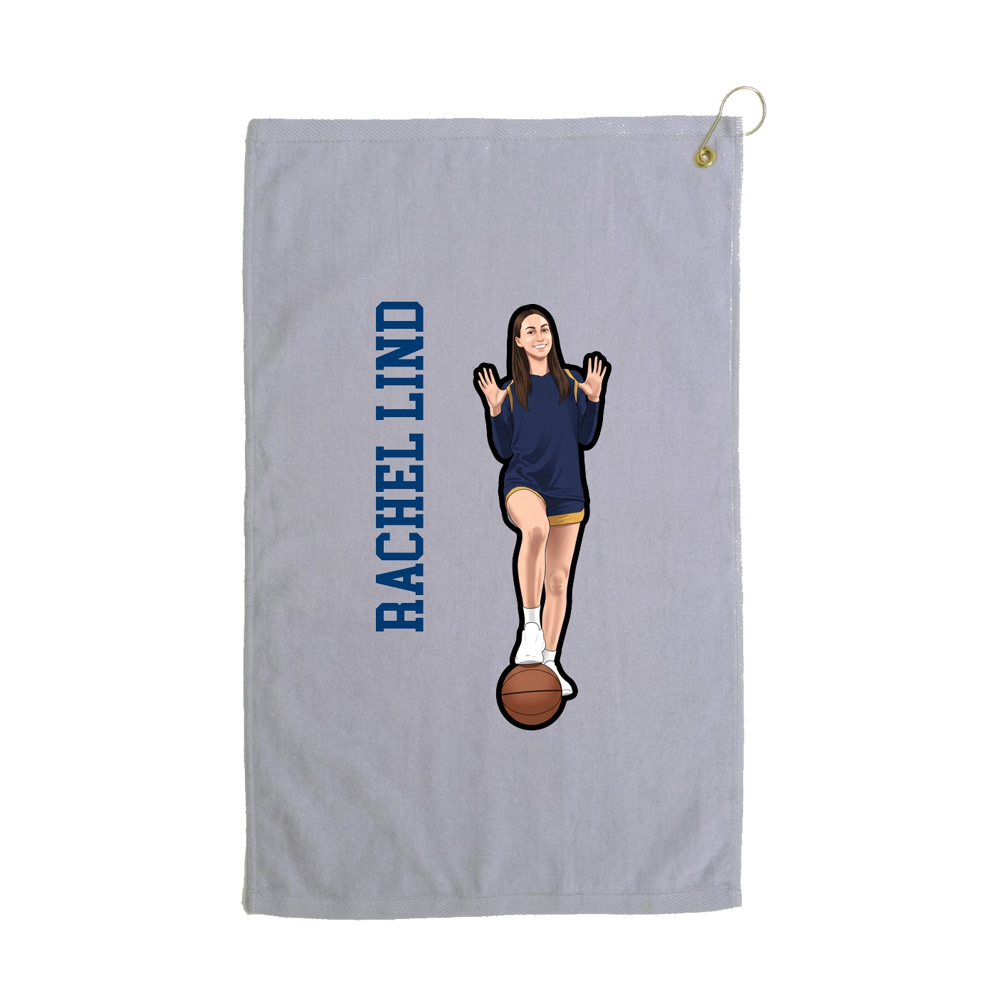 Golf Towel — Name Vertical in Grey