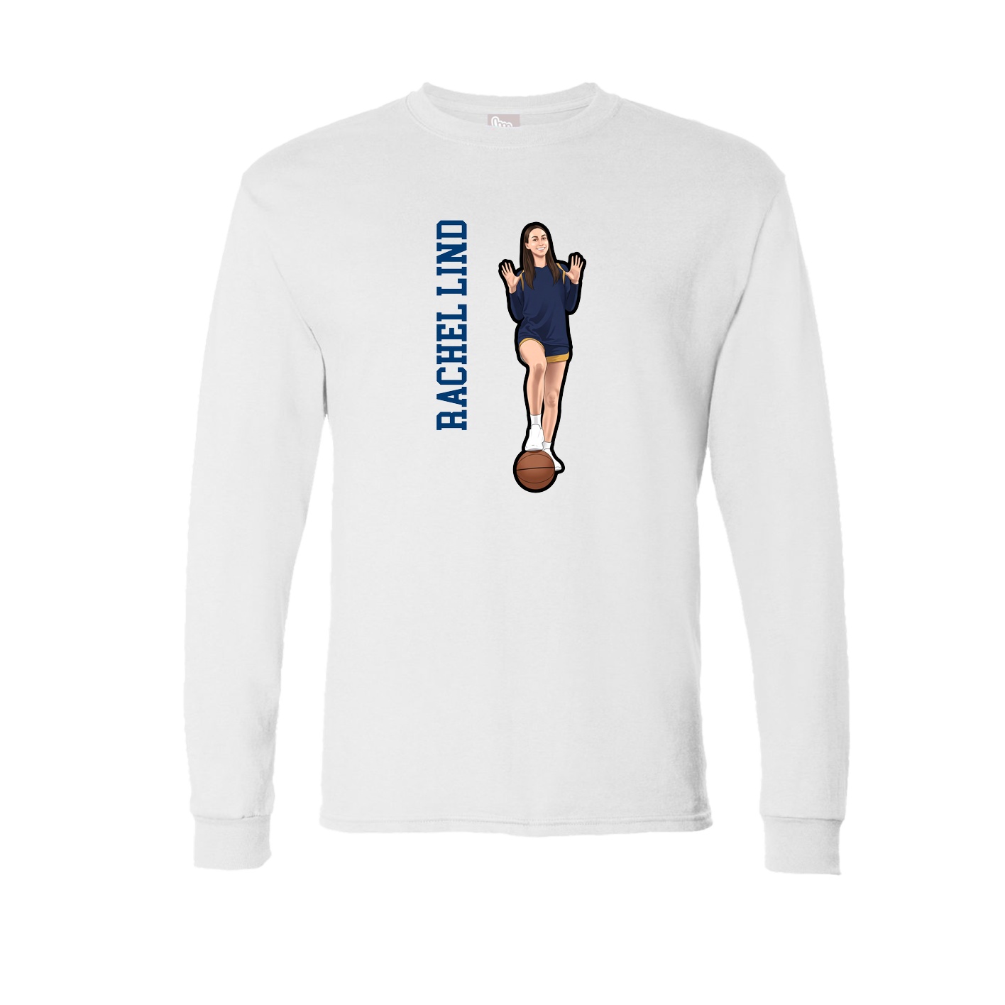 Long Sleeve Tee — Name Vertical in White