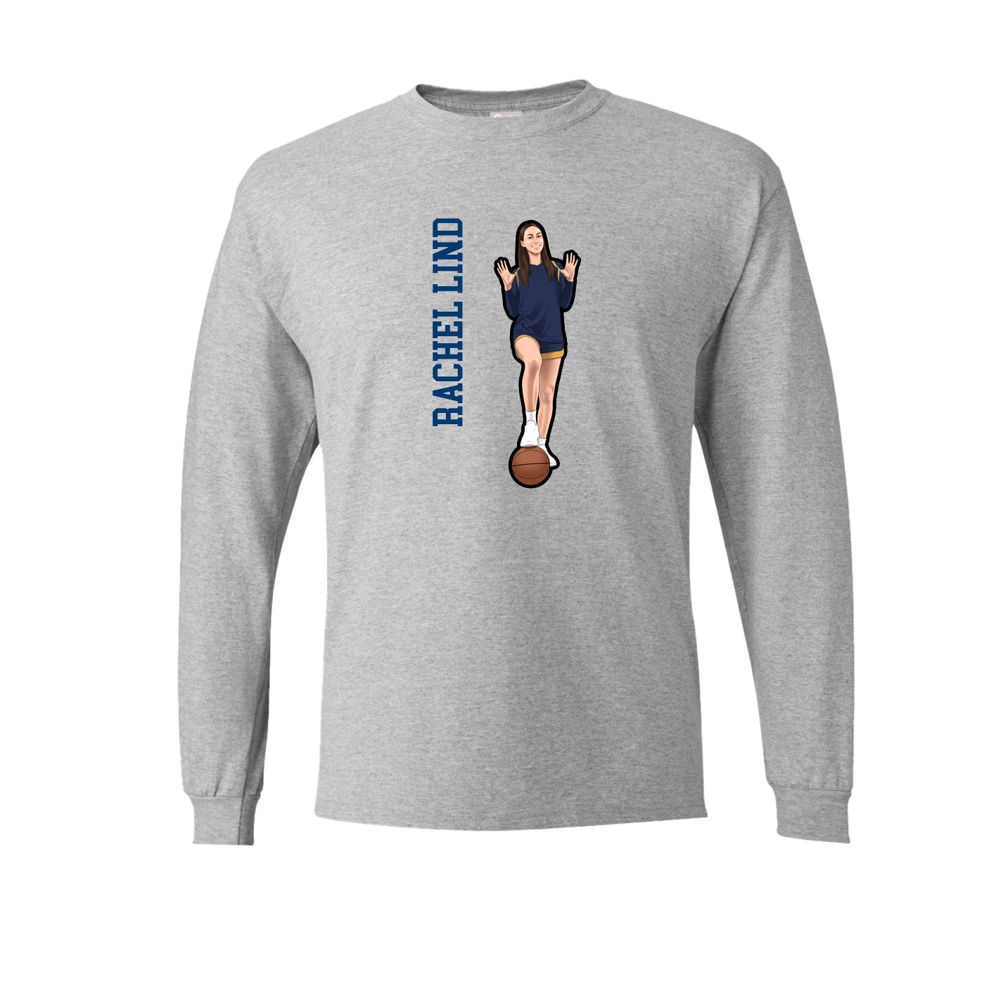 Long Sleeve Tee — Name Vertical in Grey