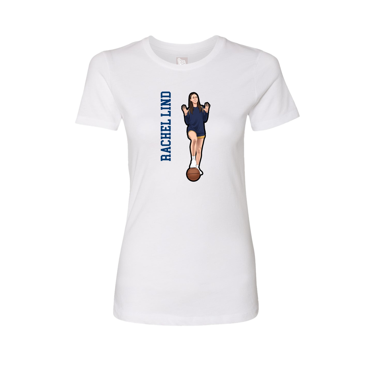 Fitted Women's Tee — Name Vertical in White