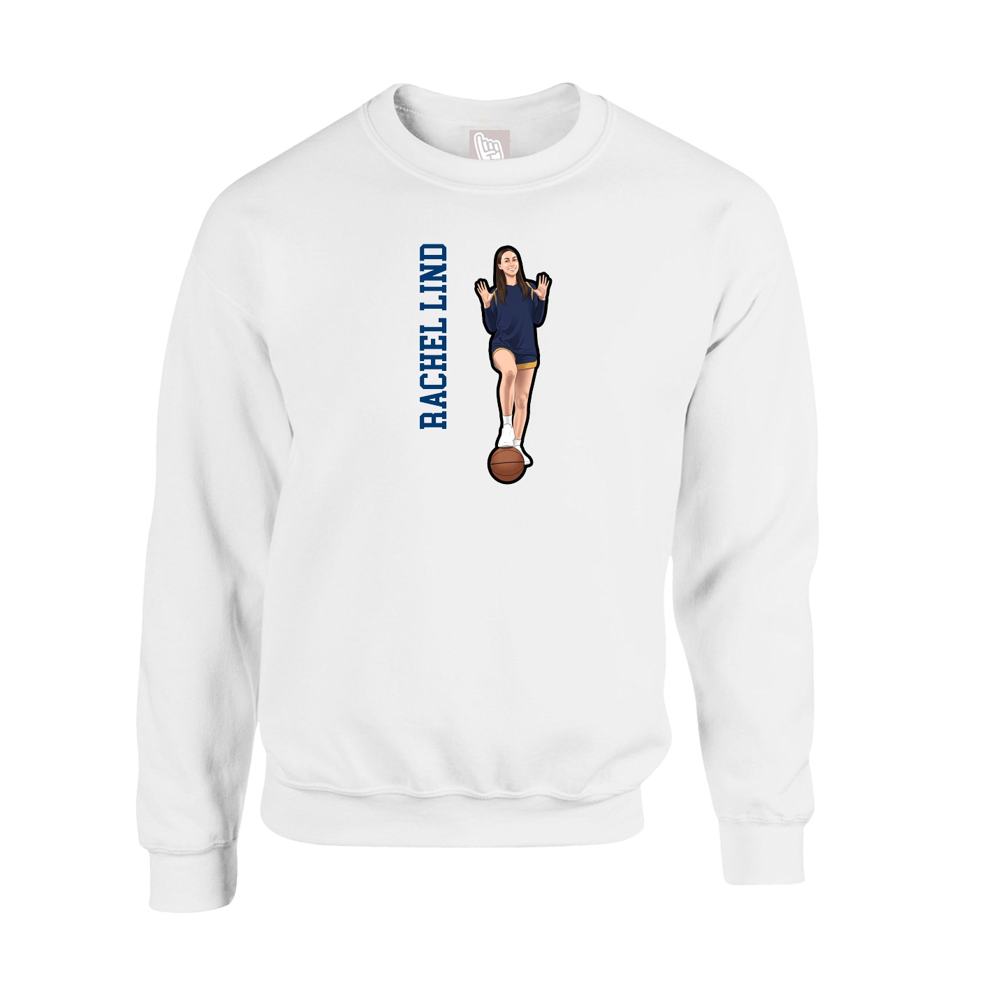 Fleece Crew — Name Vertical in White