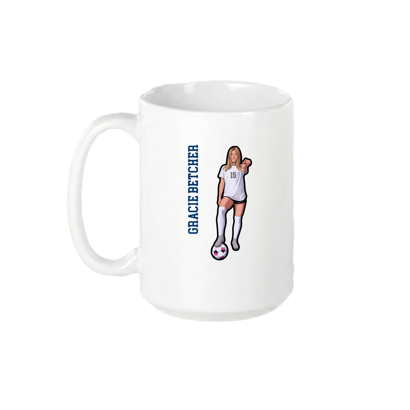 15oz Coffee Mug — Name Vertical in White