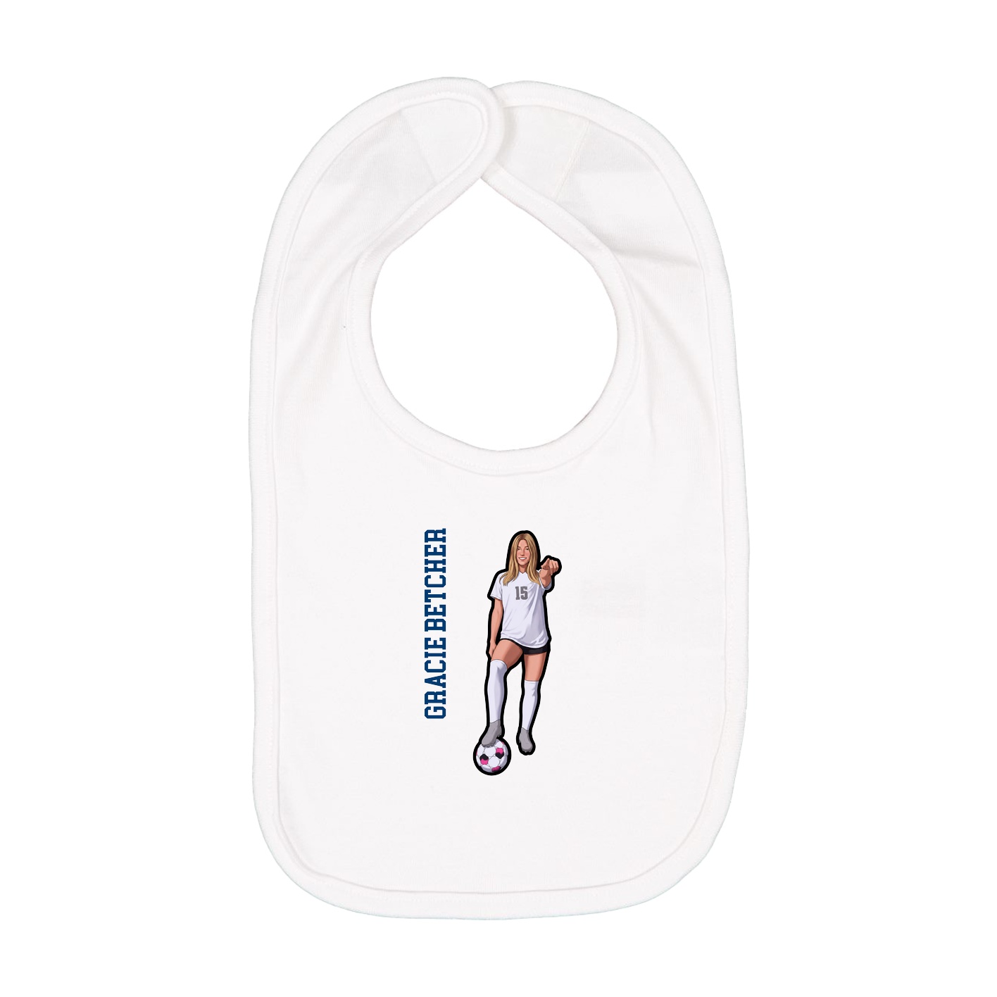 Infant Bib — Name Vertical in White