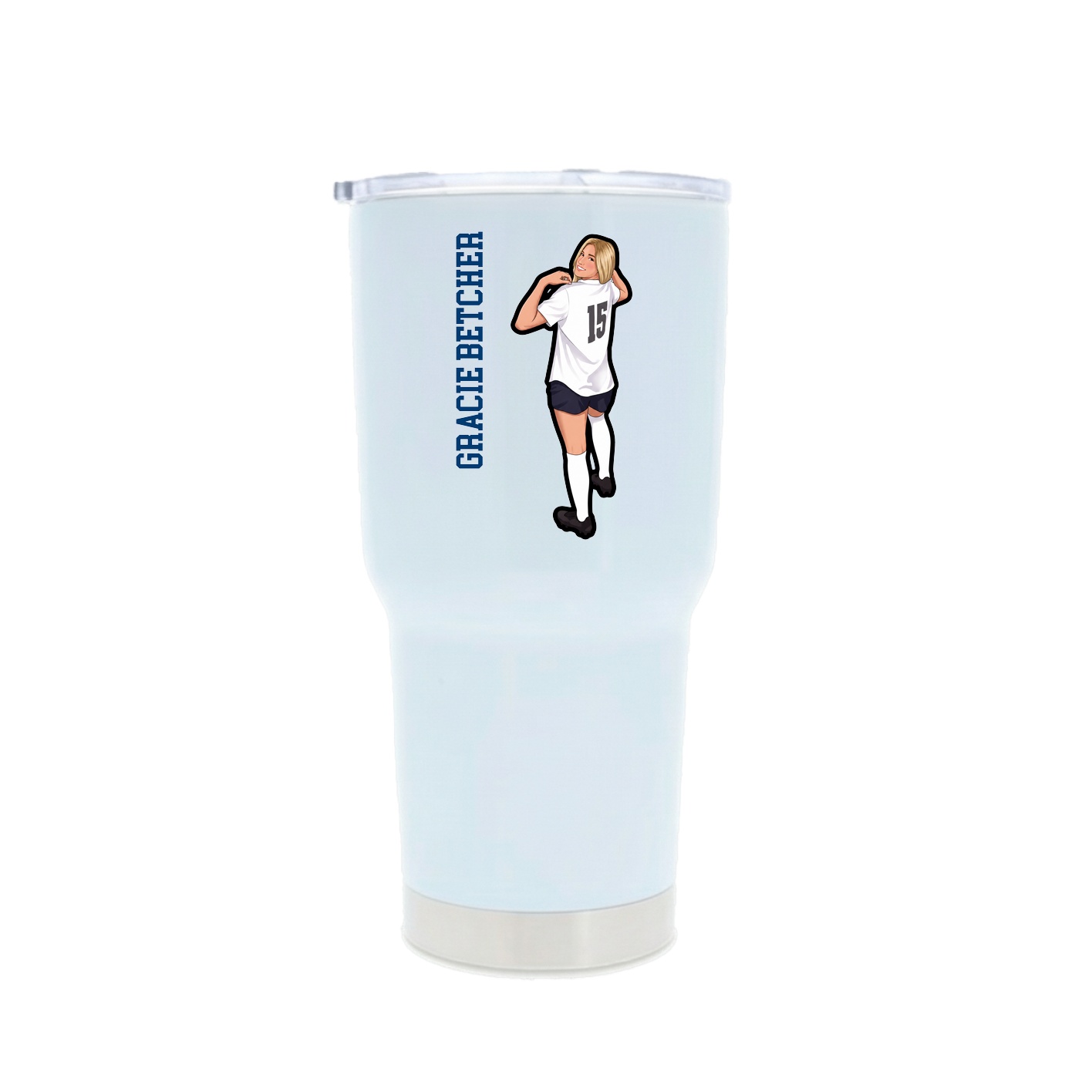 30oz Stainless Steel Tumbler — Name Vertical in White