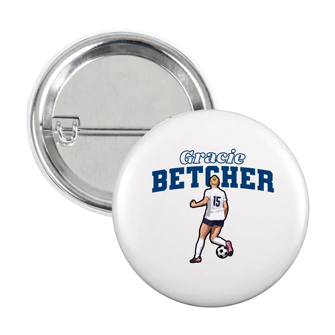 Game Day Button — Name Arch in White