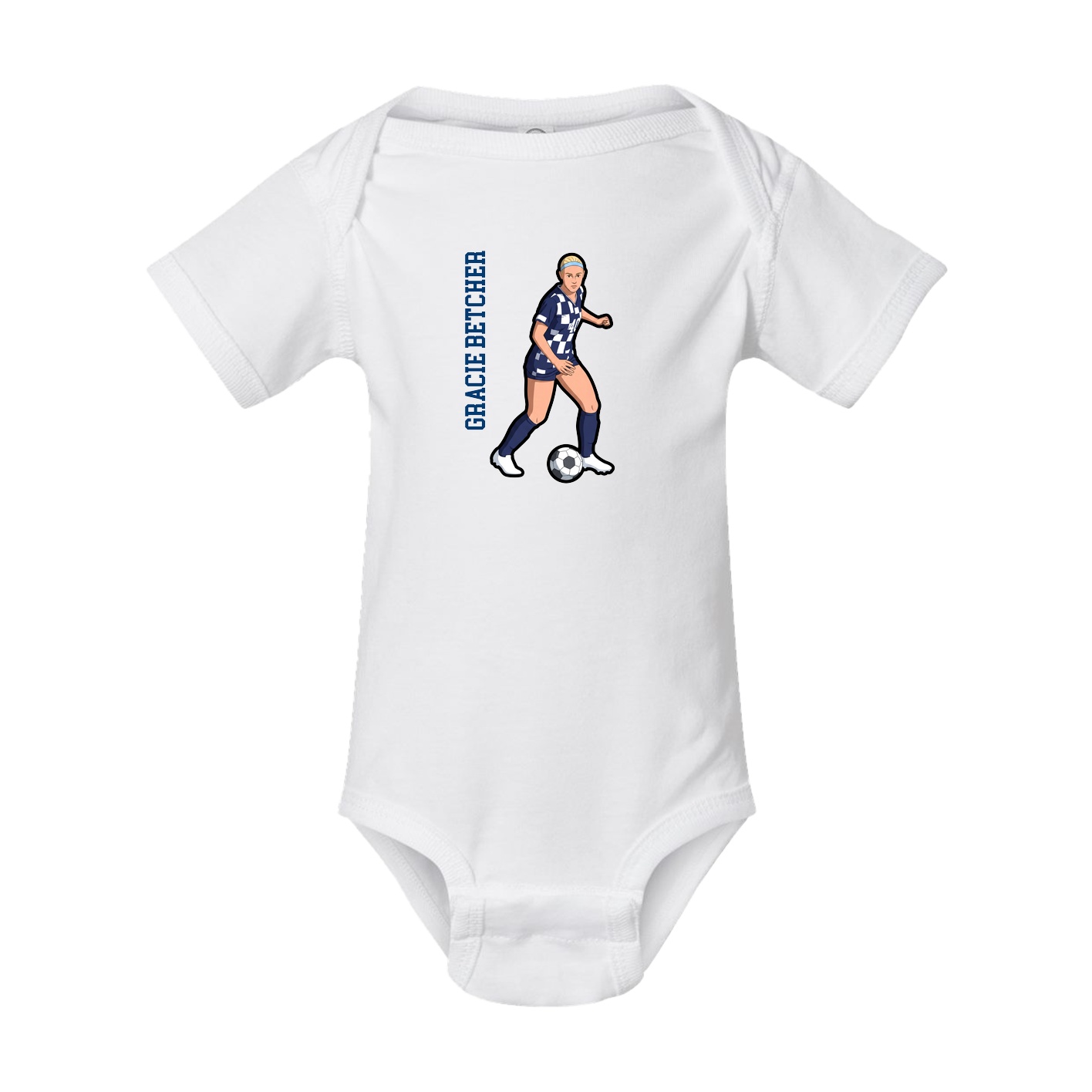 Baby Onesie — Name Vertical in White